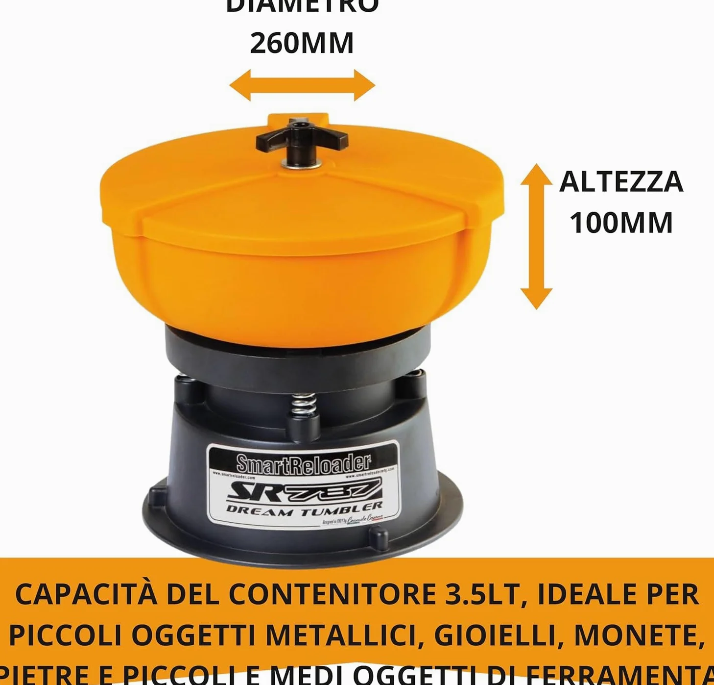 Smartreloader SR787 - Macchina per Lucidatura Metalli, Rimozione Ruggine, Lucidatura Ottone, Ideale per Cacciatori, Tiratori, Collezionisti, Gioiellieri, Ristoratori, Ferramenta, Ricaricatori, 220V