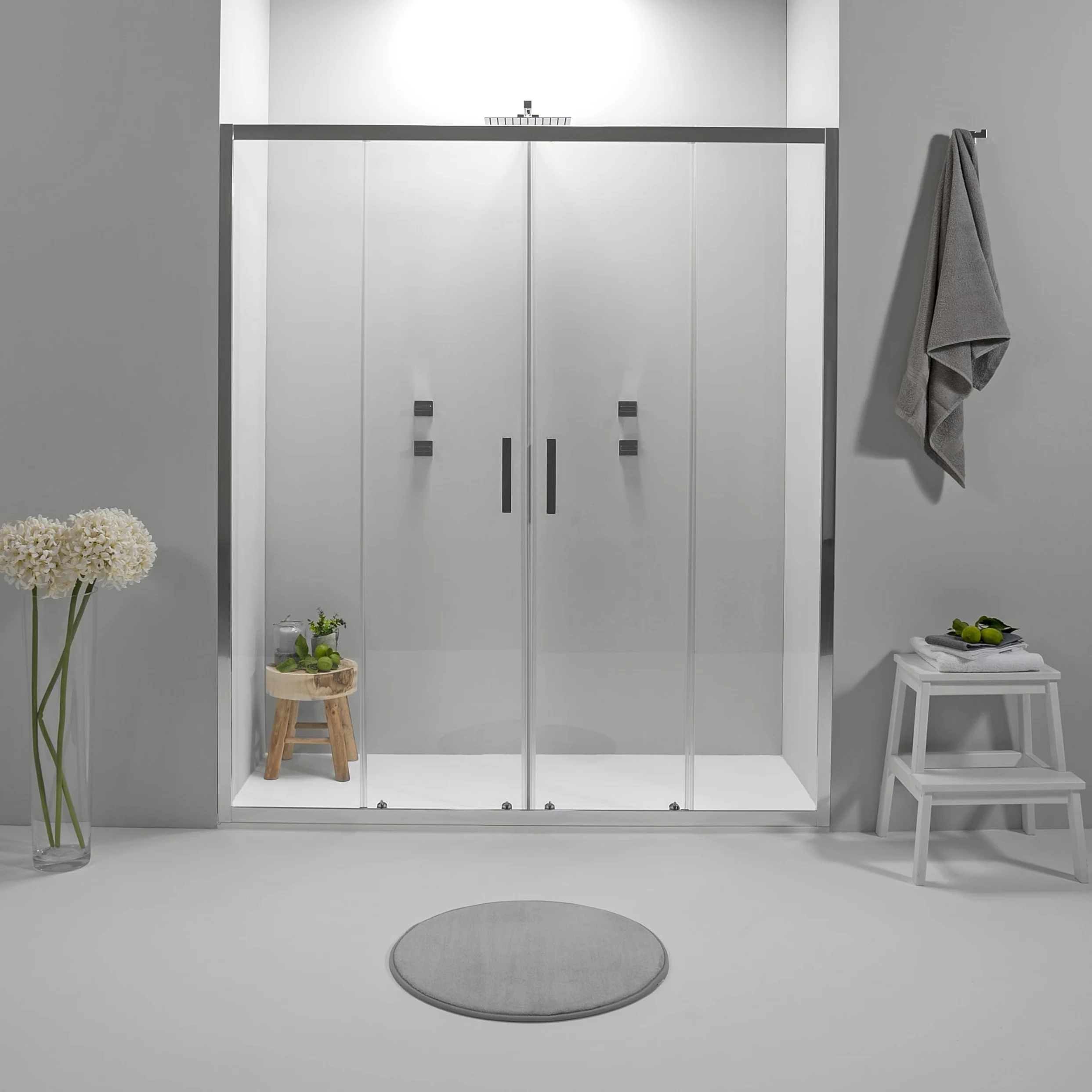 Porta Doccia Nicchia Scorrevole 180 x 190 cm - Vetro Temperato 6 mm, Trasparente, Profilo Cromato, Chiusura Magnetica e Sistema Antigoccia - Facile da Installare e Pulire