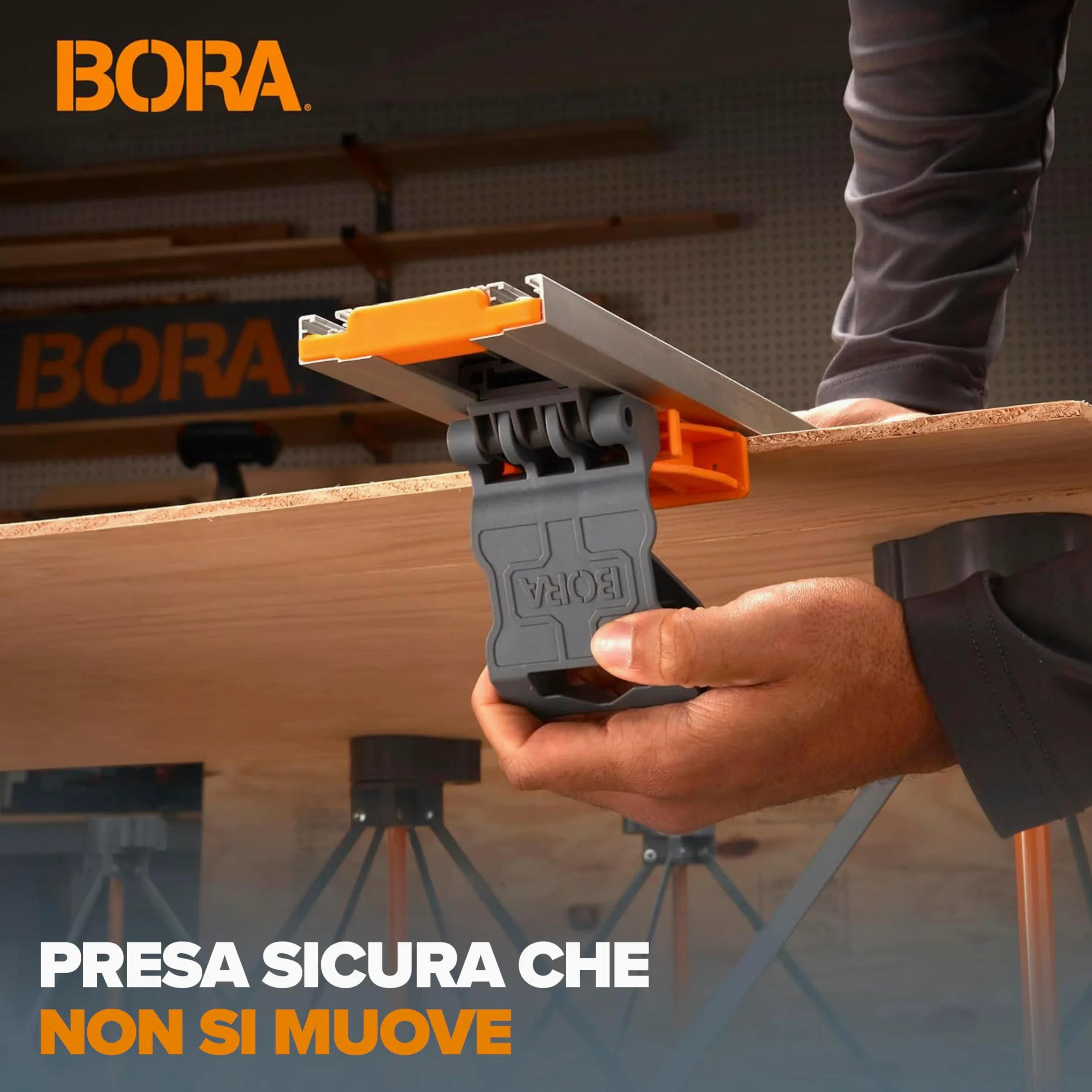 BORA NGX Clamp Edge 546100 – Guida di Taglio Dritta 2438 mm (96") per Sega Circolare, Tagli Precisi su Pannelli, Sistema Quick Connect