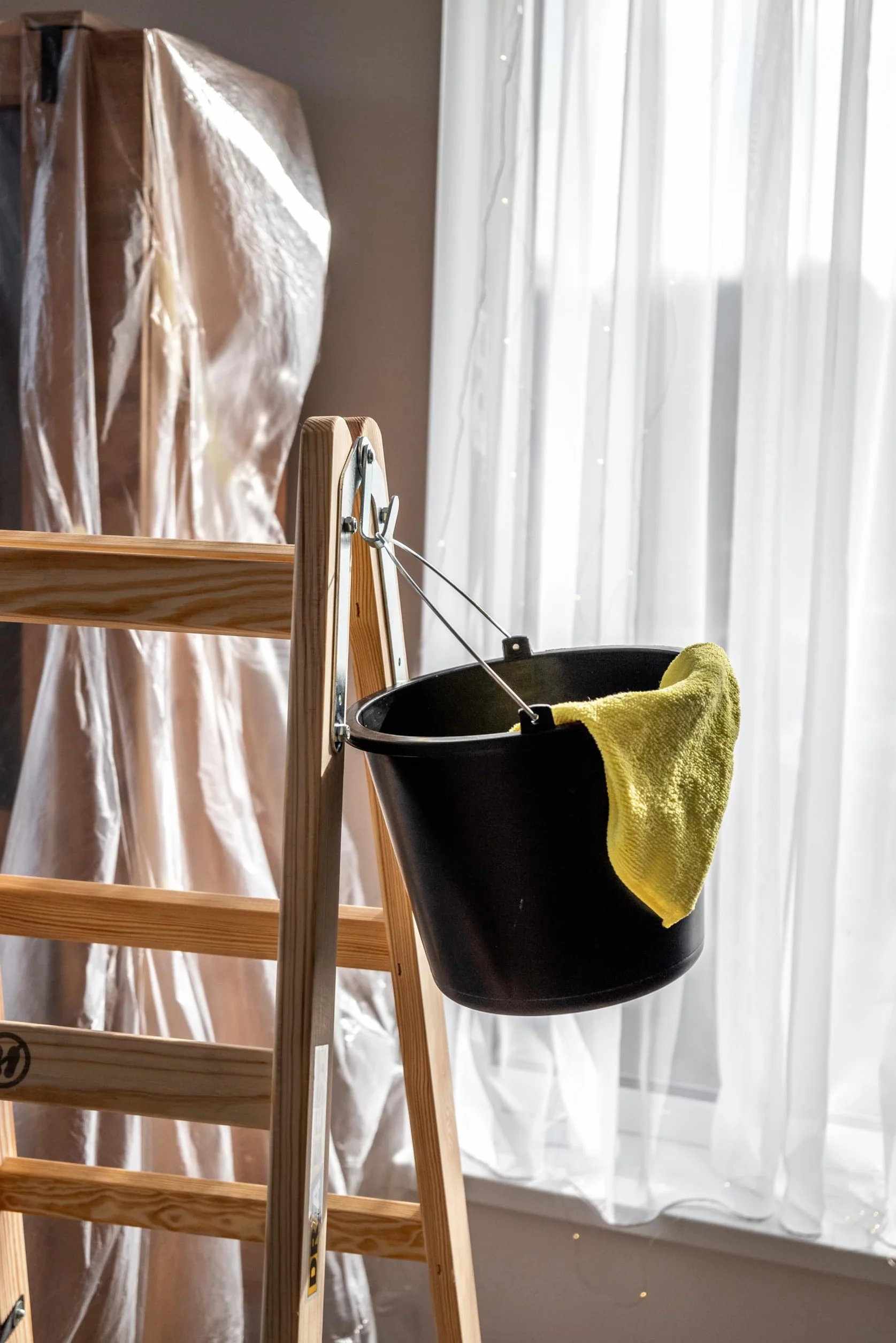 DRABEST - Scaletta pieghevole in legno per lavori di pittura 2x6 pioli m lunghezza calpestabile su entrambi i lati fino a 150 kg altezza di lavoro 1,82 m 3,3 m