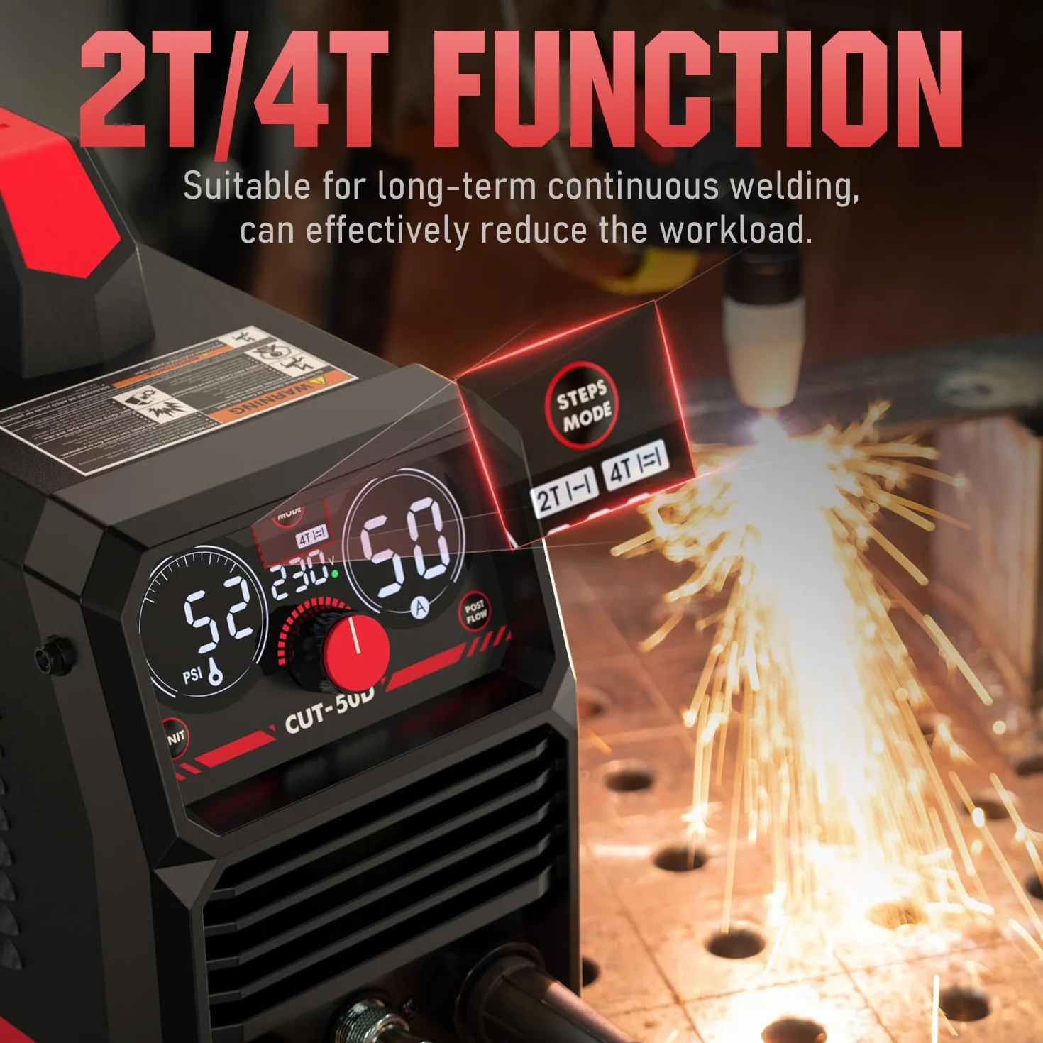 YESWELDER 50Amp Taglierina al Plasma HF, Non Arco Pilota, Grande Display Digitale a LED, Spessore Massimo di Taglio 20mm, 230V Macchina da Taglio al Plasma