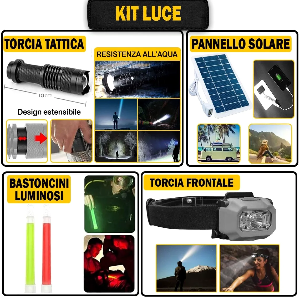 Kit di Sopravvivenza Avanzato – Kit di Emergenza con 20 Strumenti Multifunzione e Più di 60 Articoli di Primo Soccorso – Estremamente Completo – Pratico - Leggero