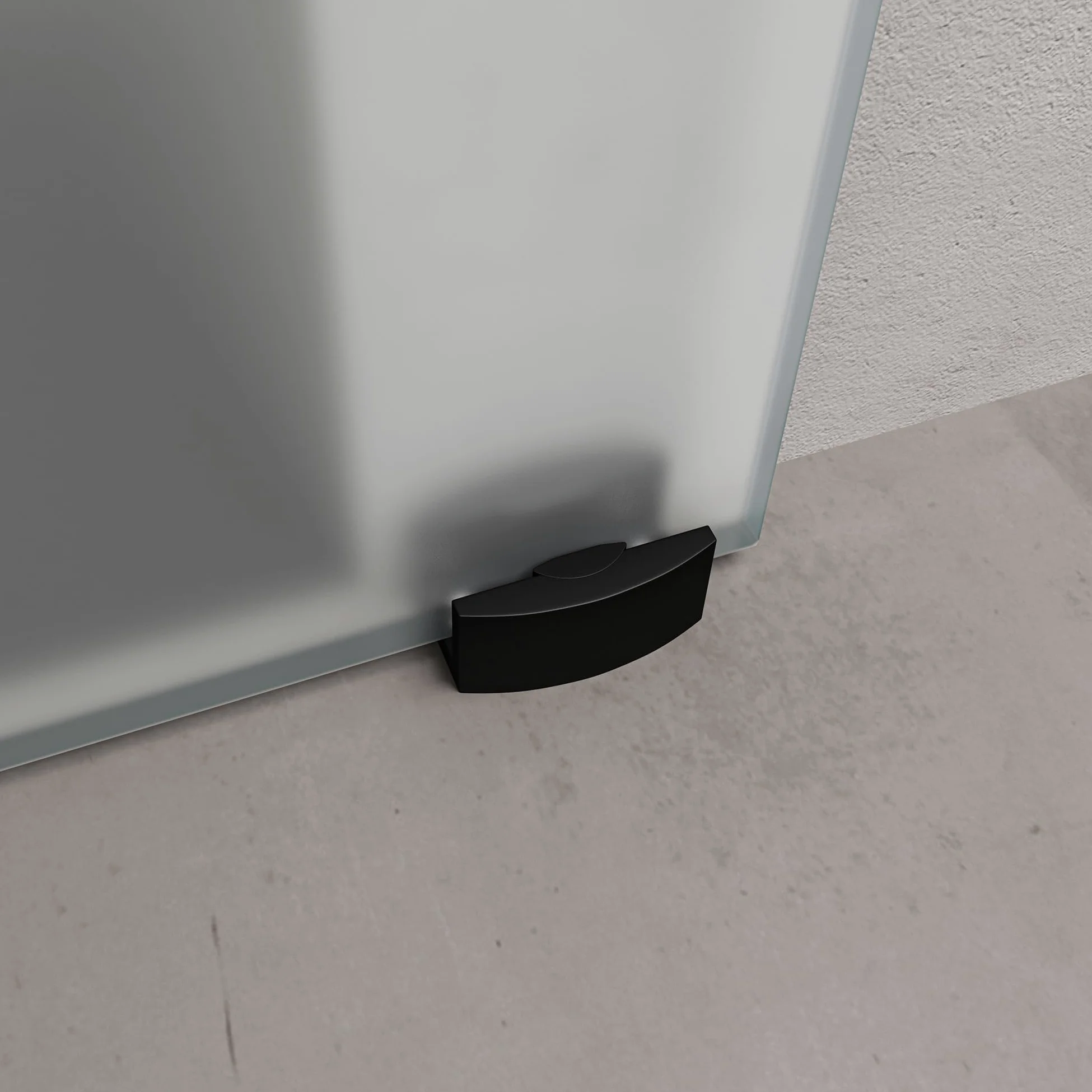 doporro Porta Scorrevole in Vetro 102.5x215cm, Porta Scorrevole in Vetro Satinato 8mm con Binario e Maniglia Per Asta per Bagno Cucina Studio Ufficio, Nero, Amalfi-plus 14H