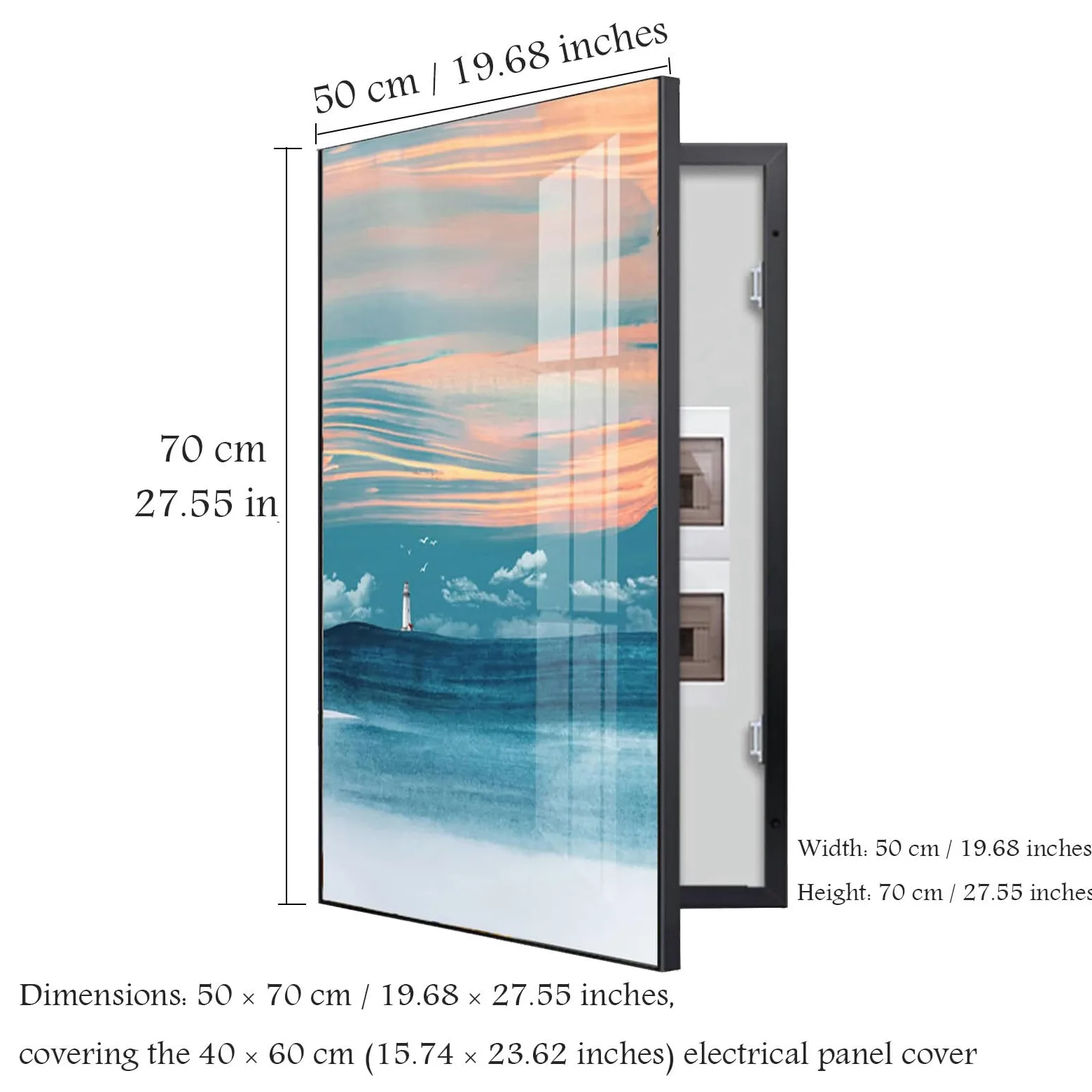 Copertura Quadro Elettrico - Decorativa Nascondi Contatore - Quadri Copri Contatori Elettrici da Parete - Protezione Affidabile per Il Tuo Quadro Elettrico,Black (d),50×70cm