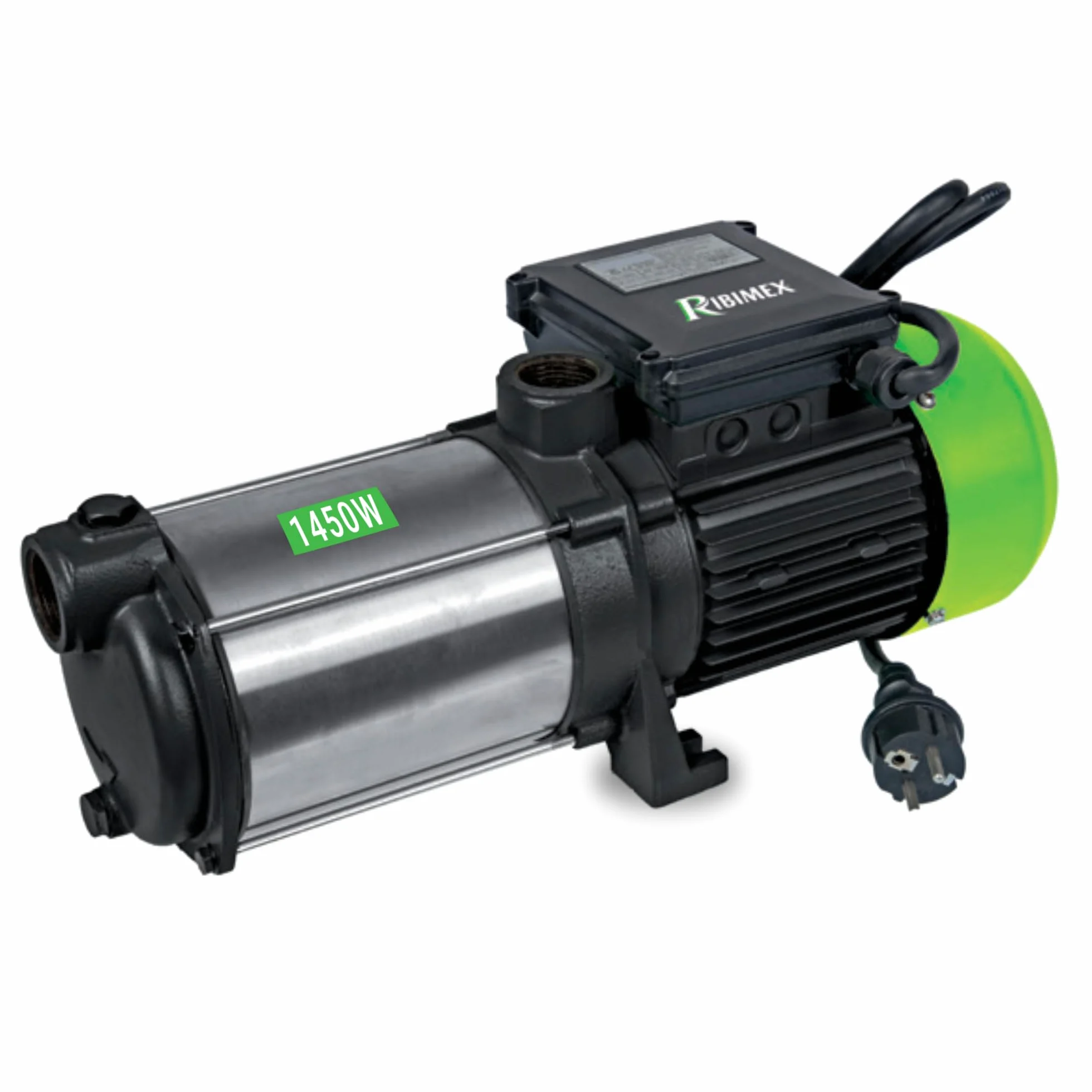 Ribimex Pompa di Superficie Autoadescante Multicellulare 5 Turbine, 1450 W, Portata 5400 L/h, Prevalenza 55 m, Aspirazione Fino a 7 m, Corpo in Inox, Ideale per Pressurizzazione e Irrigazione - PRMCA5
