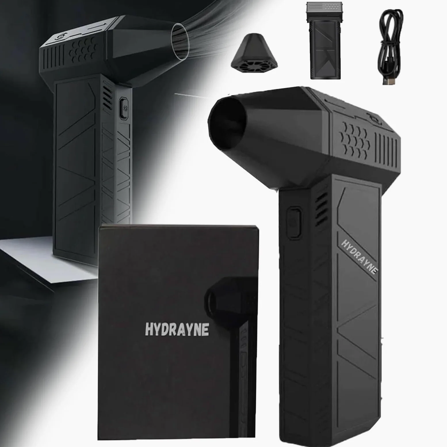 Air Blaster 2.0, Hydrayne Air Blaster 2.0, Mini Ventola Ricaricabile Hydraynex, Spolverino Ad Aria Compressa, Soffiatore Elettrico Air Duster-3 Regolabile 130000 Giri/Min, For Casa, Tastiera, Auto (S