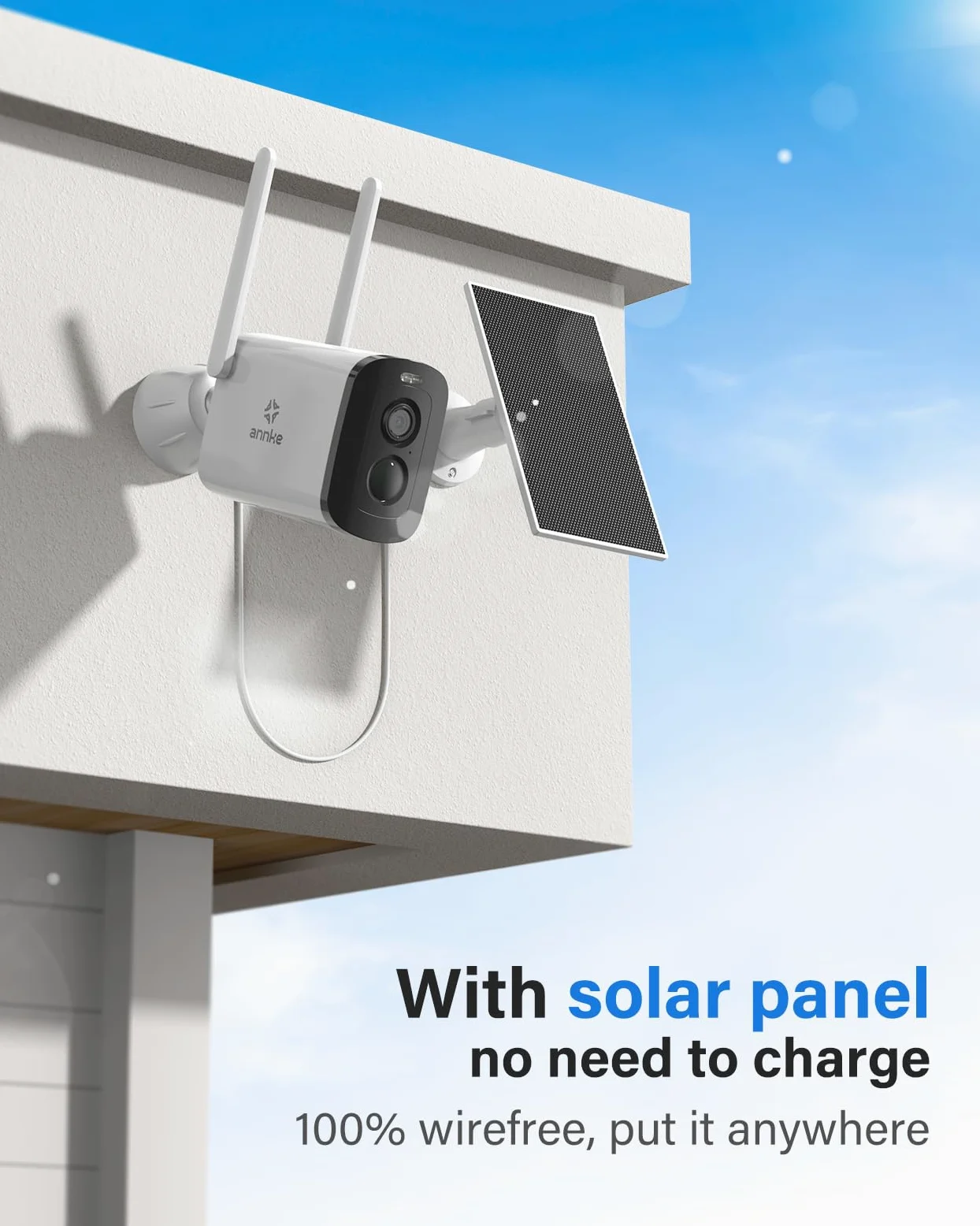 ANNKE 4MP Kit Telecamera WiFi Esterno con Pannello Solare, NVR 10CH 2TB + 4x Telecamera di Sicurezza Batteria Solare Esterna, Visione Notturna a Colori, Rilevamento Movimento, Audio a 2 Vie, IP66