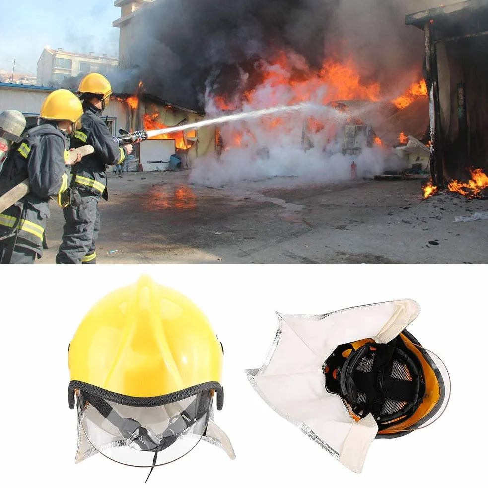 Ejoyous Casco Protettivo Ignifugo, Casco Integrale di Sicurezza Cappello di Salvataggio Resistente Al Calore Copricapo Protettivo per Pompiere