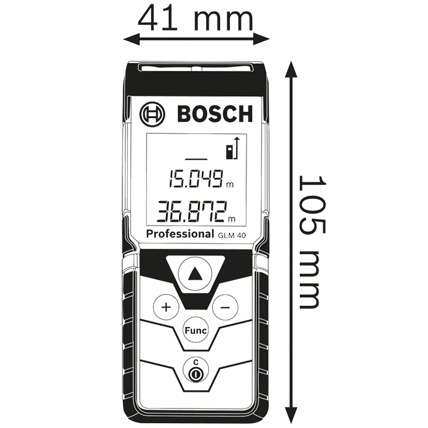 Bosch Professional Metro Laser Distanziometro Laser GLM 40 (con funzione di memorizzazione, campo di misurazione: 0,15 – 40 m, 2 pile da 1,5 V, custodia protettiva)