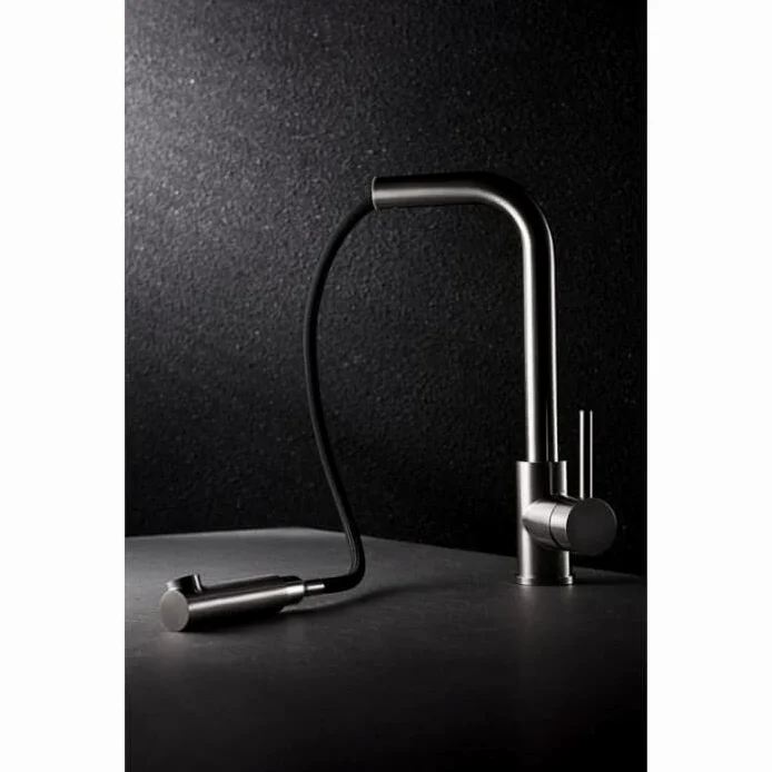Imex Malta - Rubinetto da cucina monocomando con doccia estraibile, rubinetto per lavello con 2 modalità di spruzzatura, rubinetto da cucina monocomando (acciaio inox) - GCE006/AC