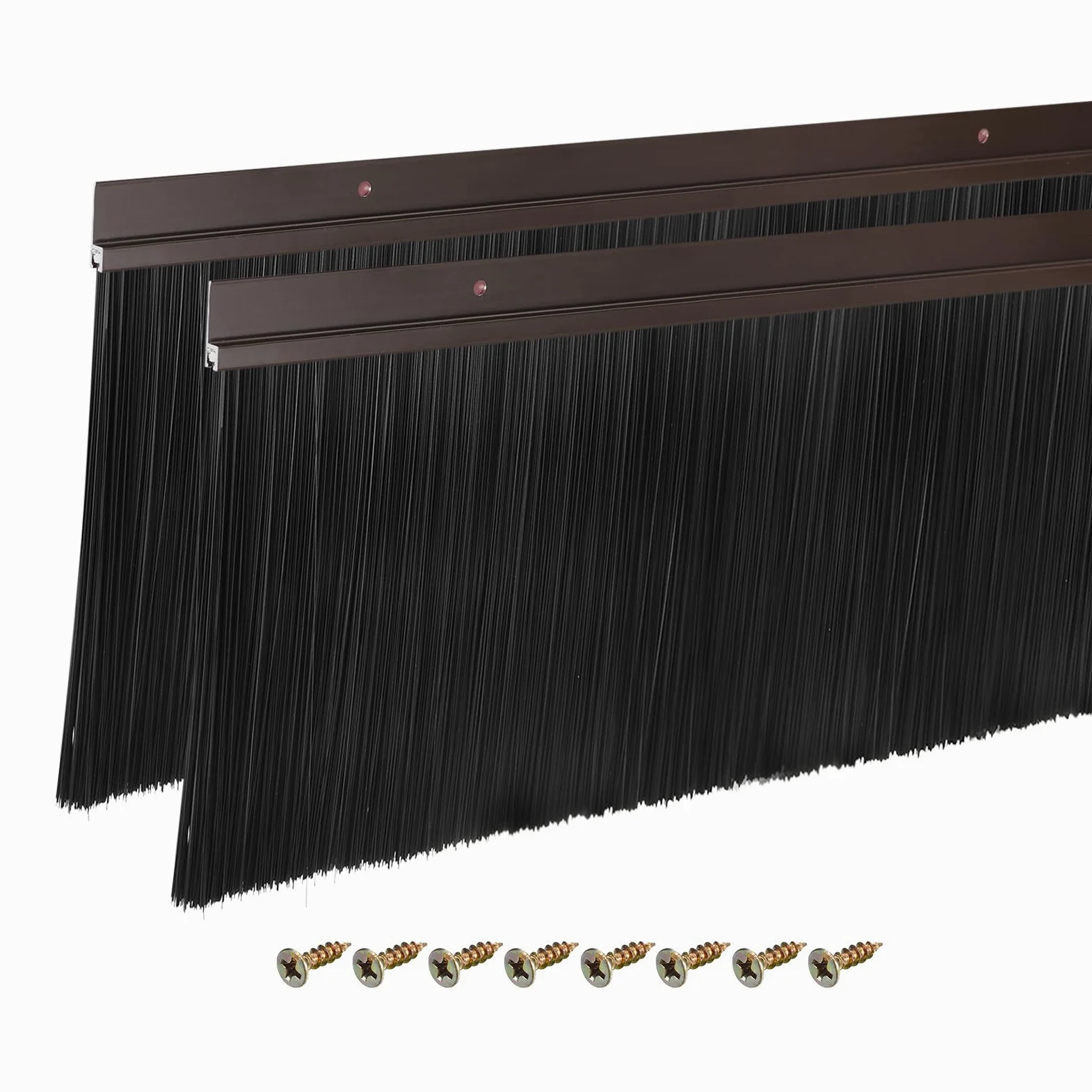QUARKZMAN 2Pz Spazzola per Porta con Base in Lega di Alluminio a Forma di H con Spazzola in Pp da 150mm per Casa, Industria (900mm L, Marrone)