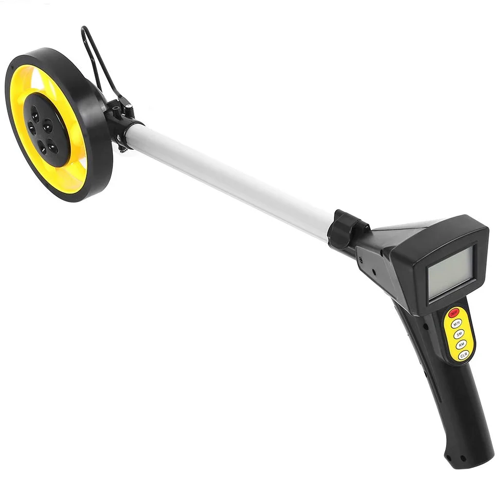 Misuratore di distanza con supporto, pieghevole, con schermo digitale, diametro 160 mm, per distanze 0 a 9.999 metri