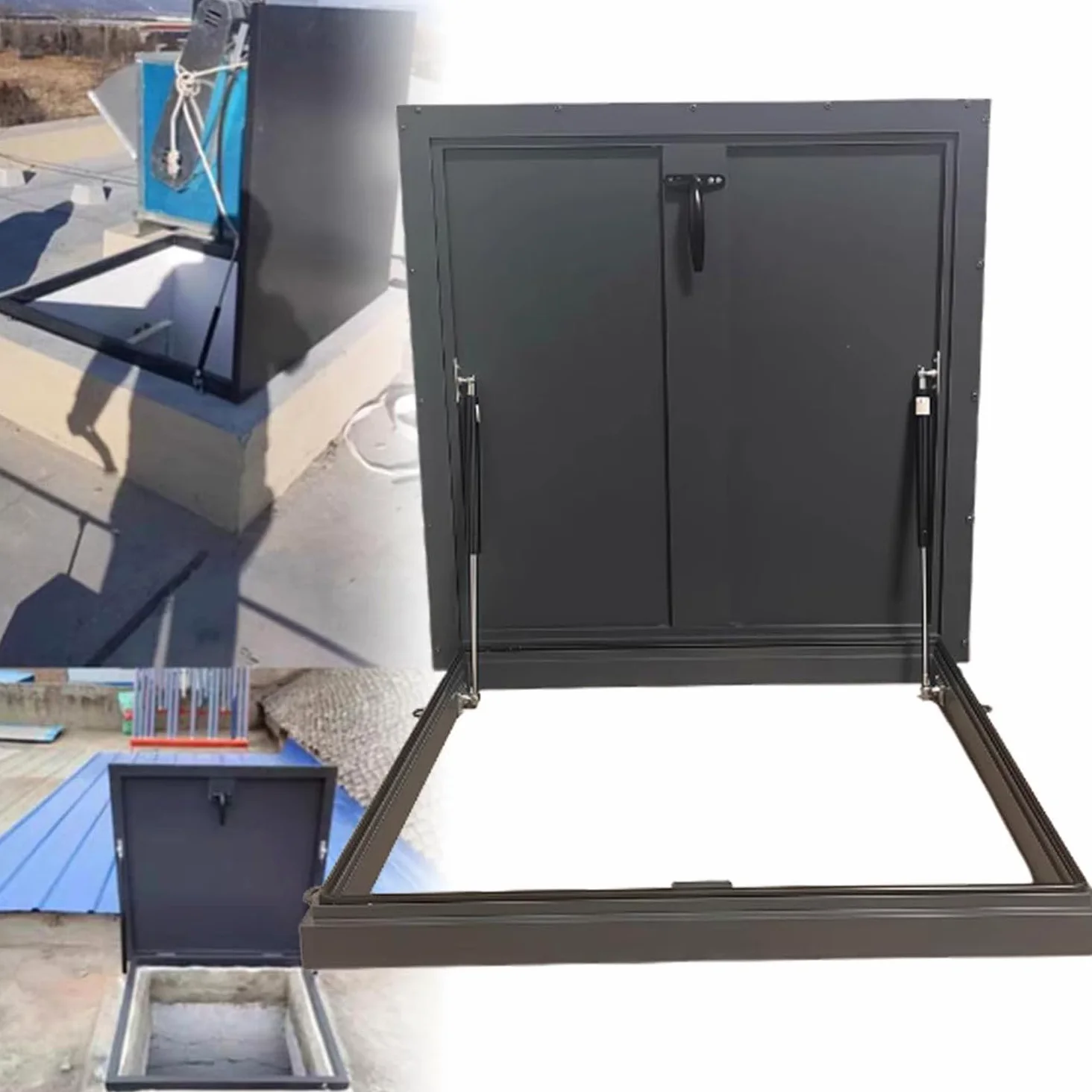 Botola Di Accesso Al Tetto Lucernario, Copertura Antipioggia Porta Di Sicurezza Resistente Alle Intemperie Botola in Acciaio Zincato Installazione Su Ponte Finestra per Tetti,85x100cm
