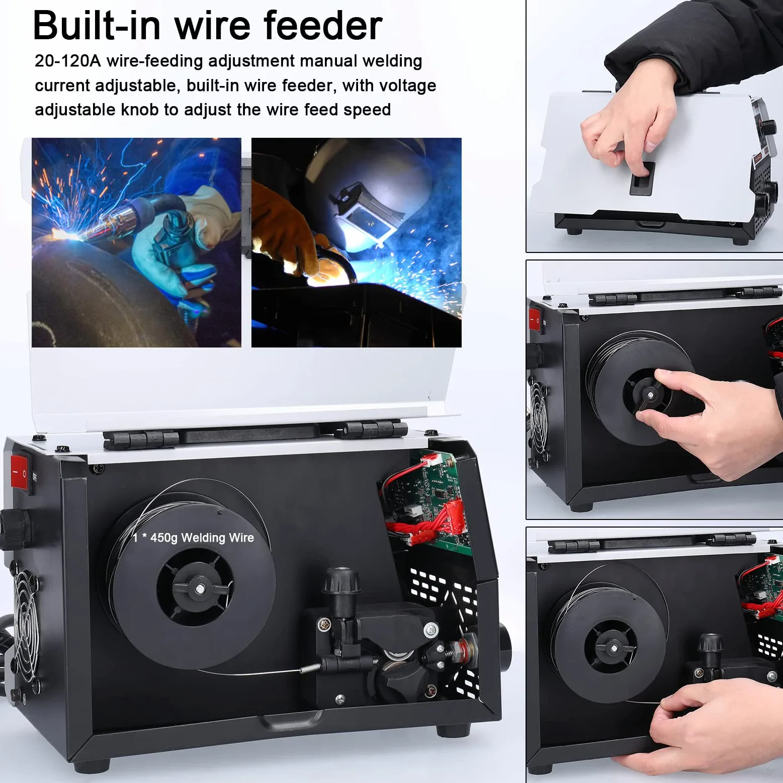 Saldatrice 2 in 1, saldatrice a filo continuo, saldatura a CO2 e saldatura manuale Saldatrice DC IGBT multifunzione con inverter Meccanismo di alimentazione del filo integrato