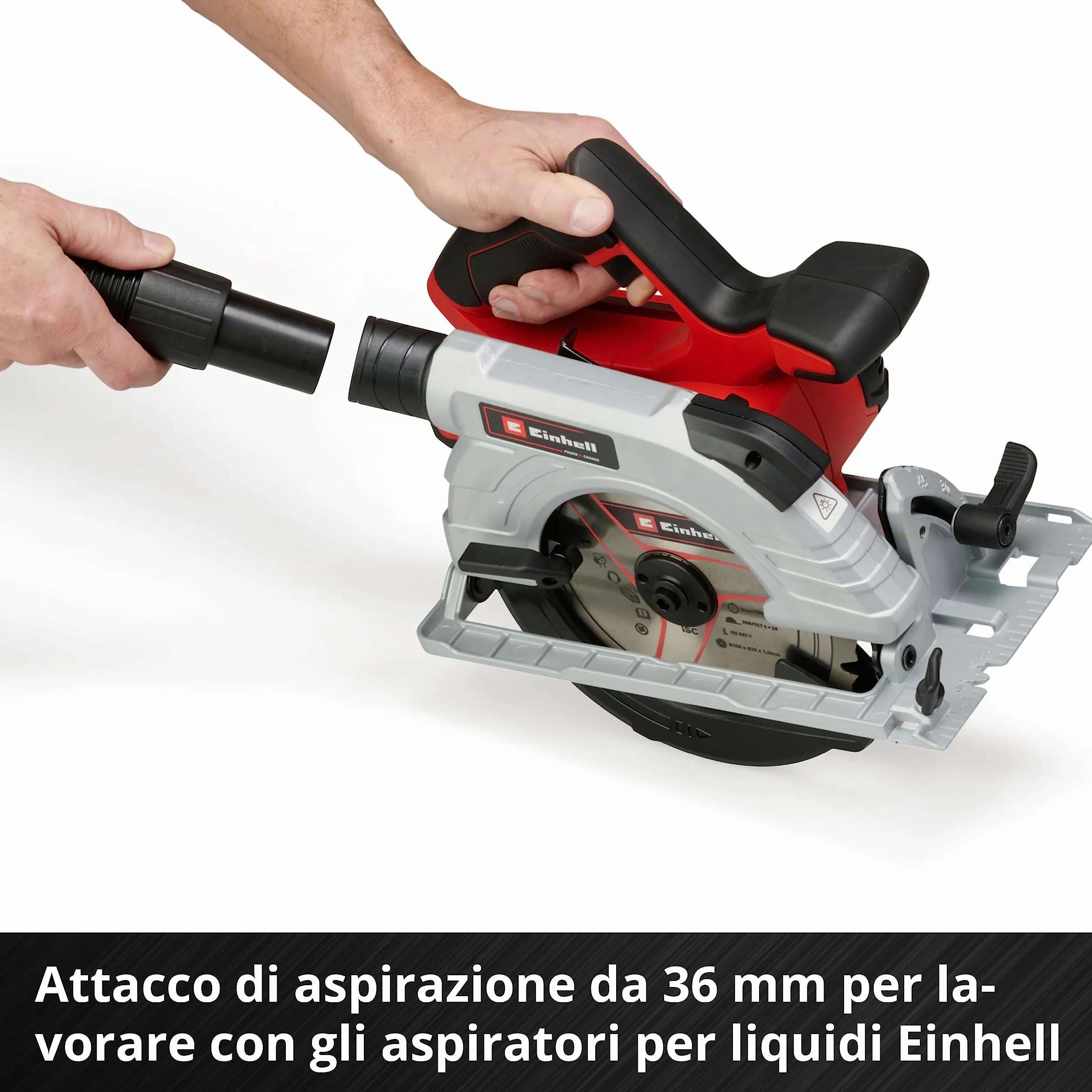 Einhell Sega circolare a batteria TE-CS 18/190 Li BL - Solo Power X-Change (18V, giri al min. 3800, lama Ø190 x Ø20,taglio max 65 mm, luce led, senza batteria e caricabatteria)
