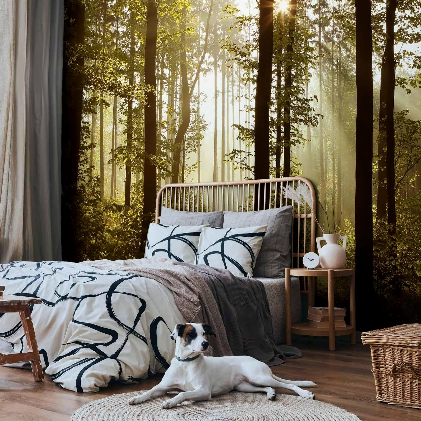murando - Carta da Parati Adesiva Bosco Foresta 490x350 cm Fotomurali Adesivi Murali Rivestimento Parete Moderna per Pareti Adesiva Muro Decorativo FotomuralePaesaggio Natura Bosco Foresta Fiori