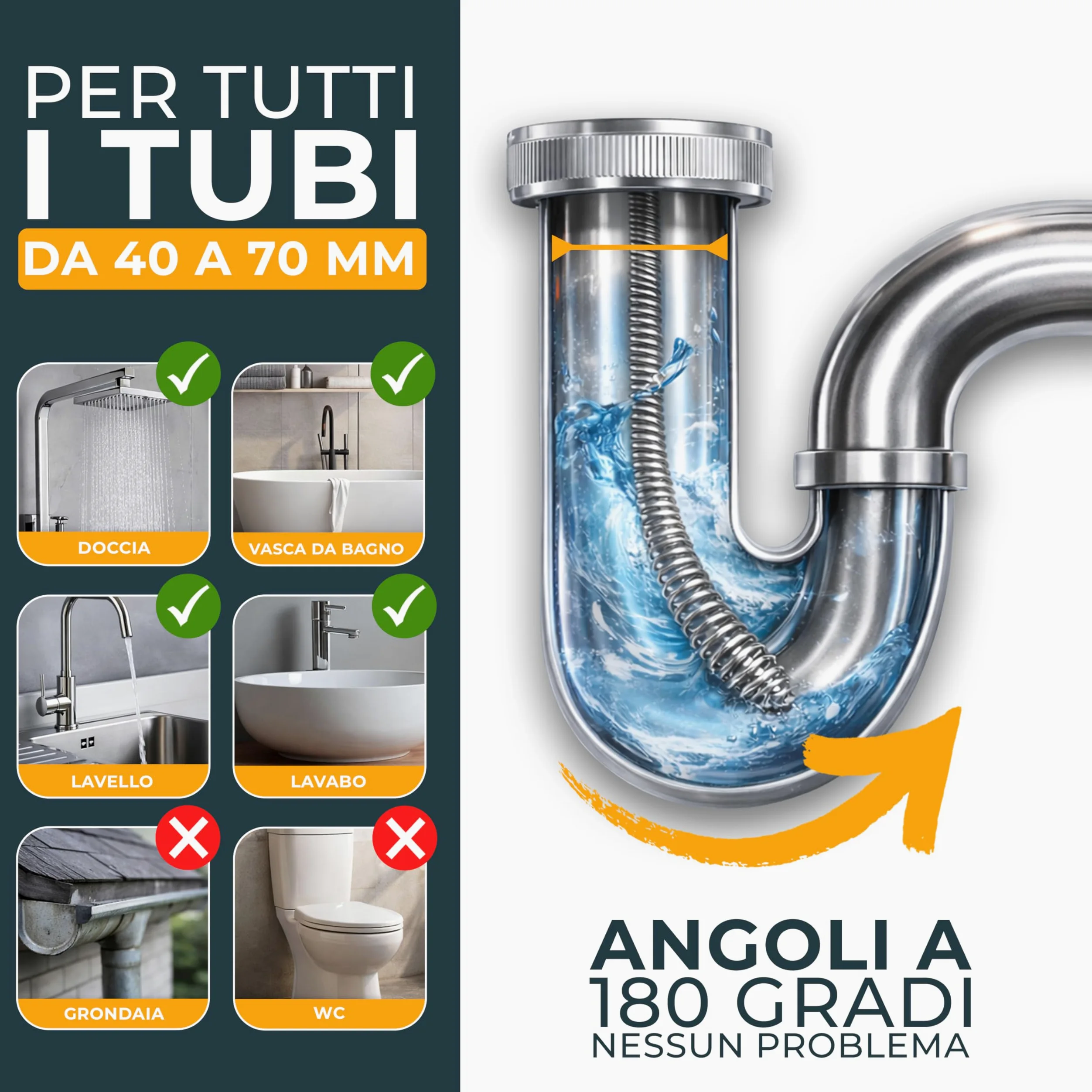Meisterfaktur Sonda Sturatubi per Pulizia [15M] - Funzione Automatica - Molla Stura Tubi Ideale con Alimentazione Automatica - Sonda Idraulica Stura Lavandini e Scarichi per Amanti del Fai da Te!