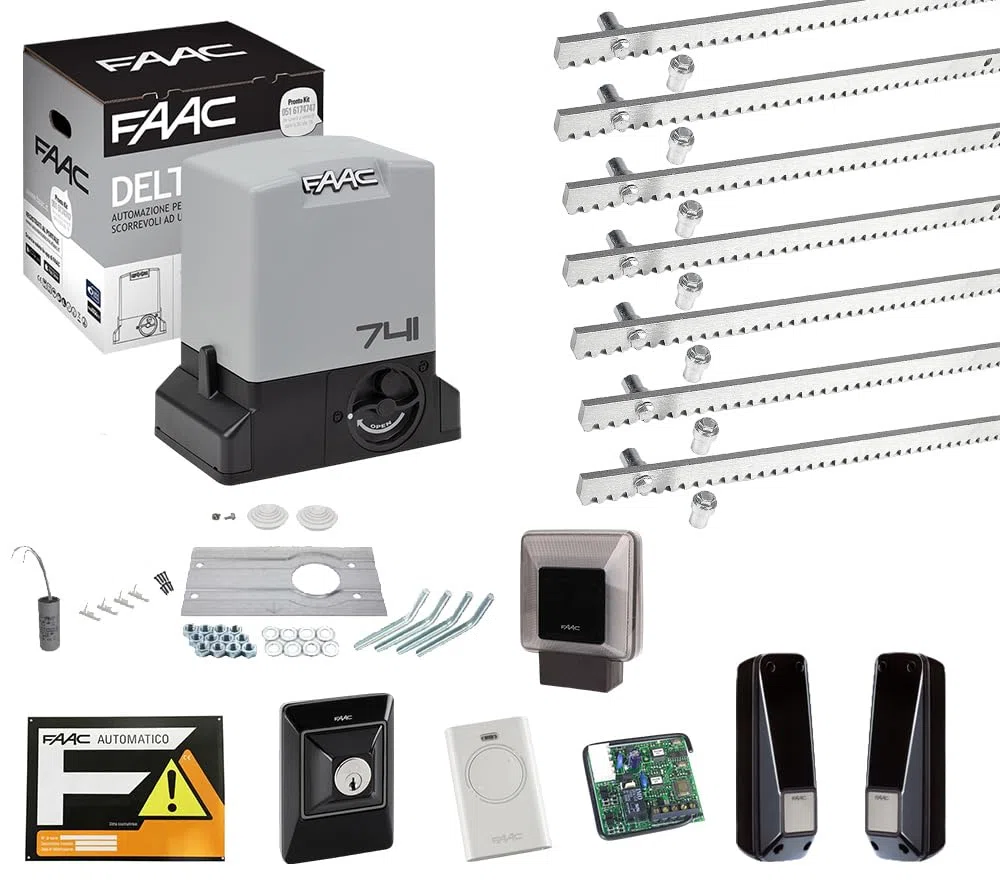 KIT DELTA 3 741 PER CANCELLO SCORREVOLE PORTATA 900KG 220V CON 7MT CREMAGLIERA 105630445