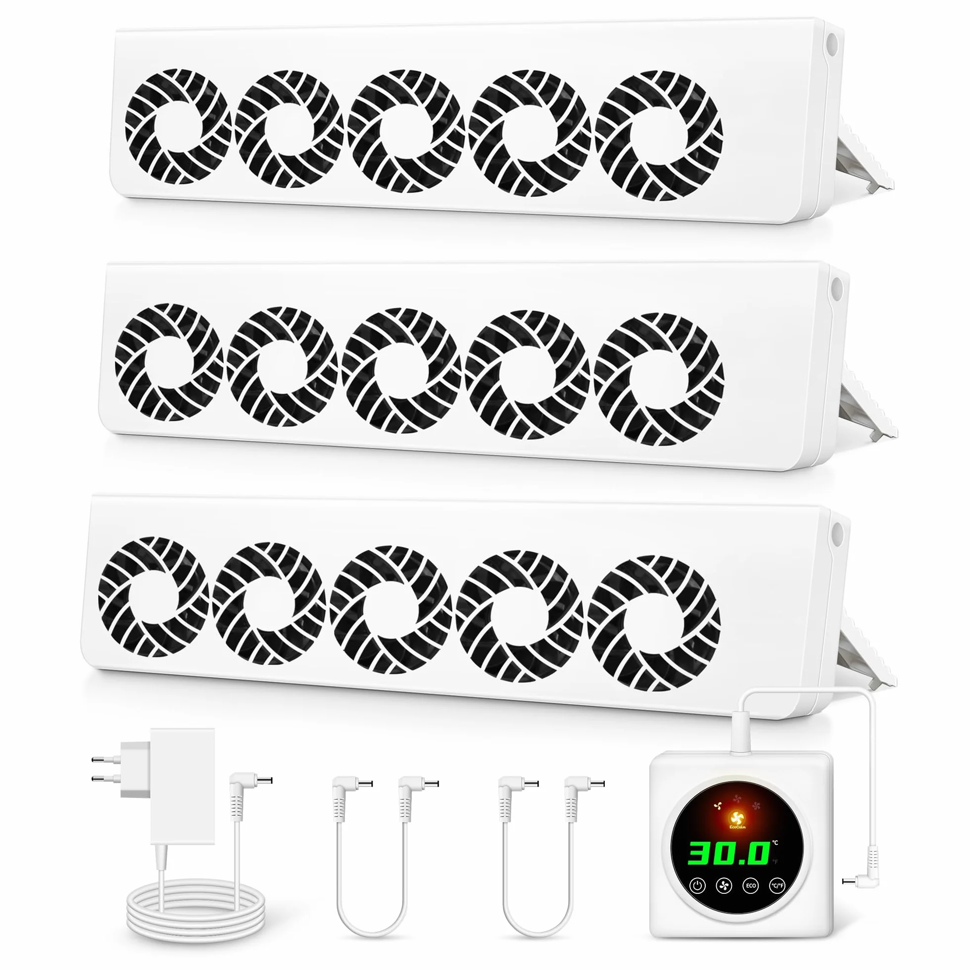 Ventole per Termosifoni 2.0 con Controller con Termostati Intelligenti, 15 Ventole per Aumentare l'efficienza del Riscaldamento e Risparmiare Energia (Trio Set)