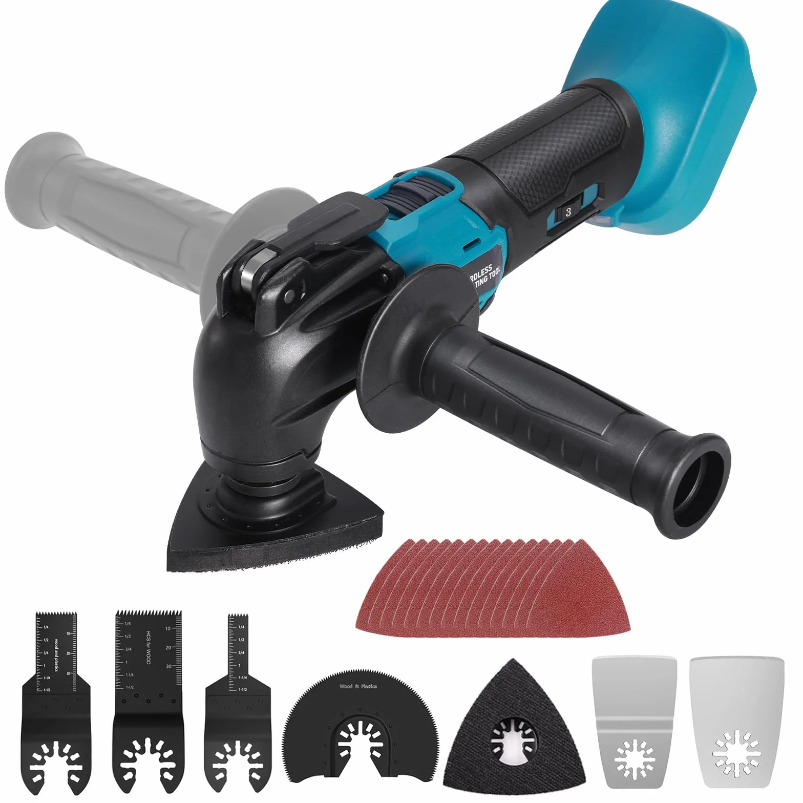 Utensili multifunzione oscillanti blayram, Senza Spazzole Multiutensile Oscillante Compatibile con Batteria Makita 18V, 6 Velocità Regolabili, Utensile Multifunzione per Separare