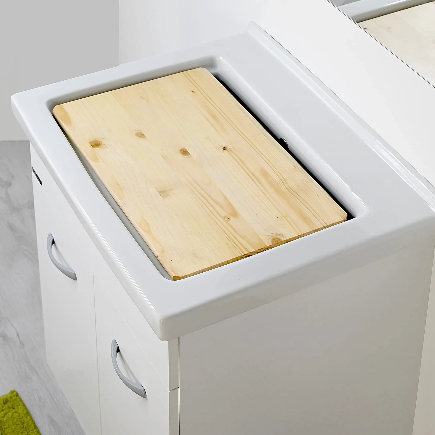 LAVATOIO PILOZZO RENO CERAMICA 60 x 50 TUTTA VASCA PER TOP O MOBILE DA INCASSO O INSTALLAZIONE CON STAFFE ANCHE IN ESTERNO INCLUSO DI PILETTA IN ACCIAIO E SIFONE (DX Foro Rubinetteria)