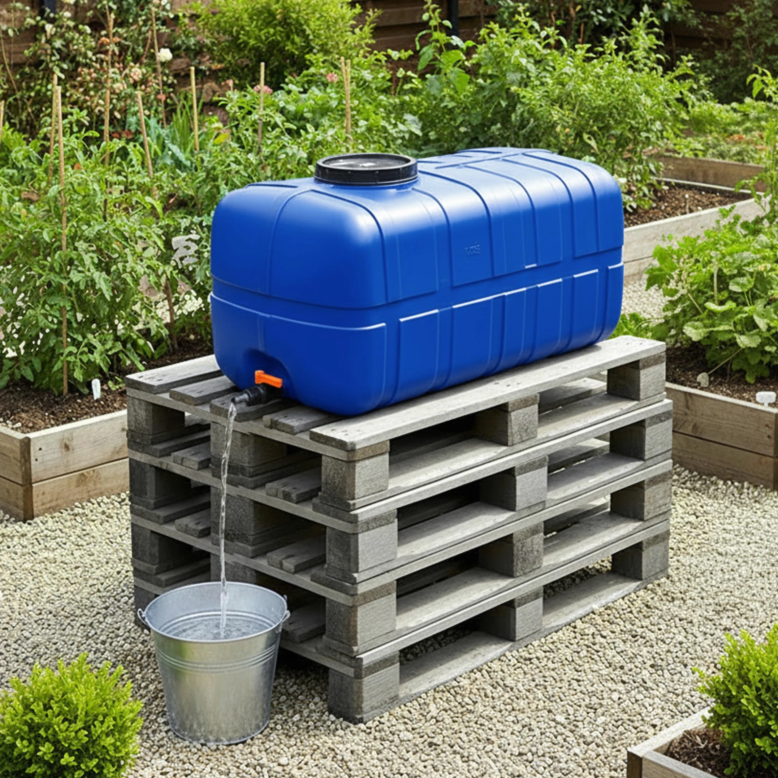 Garronda Tanica 280L Acqua con Rubinetto – Serbatoio Acqua Piovana e Potabile in Plastica HDPE Alimentare Contenitore con Coperchio a Vite per Esterno Camper Orto Uso Agricolo Blu GD-0098