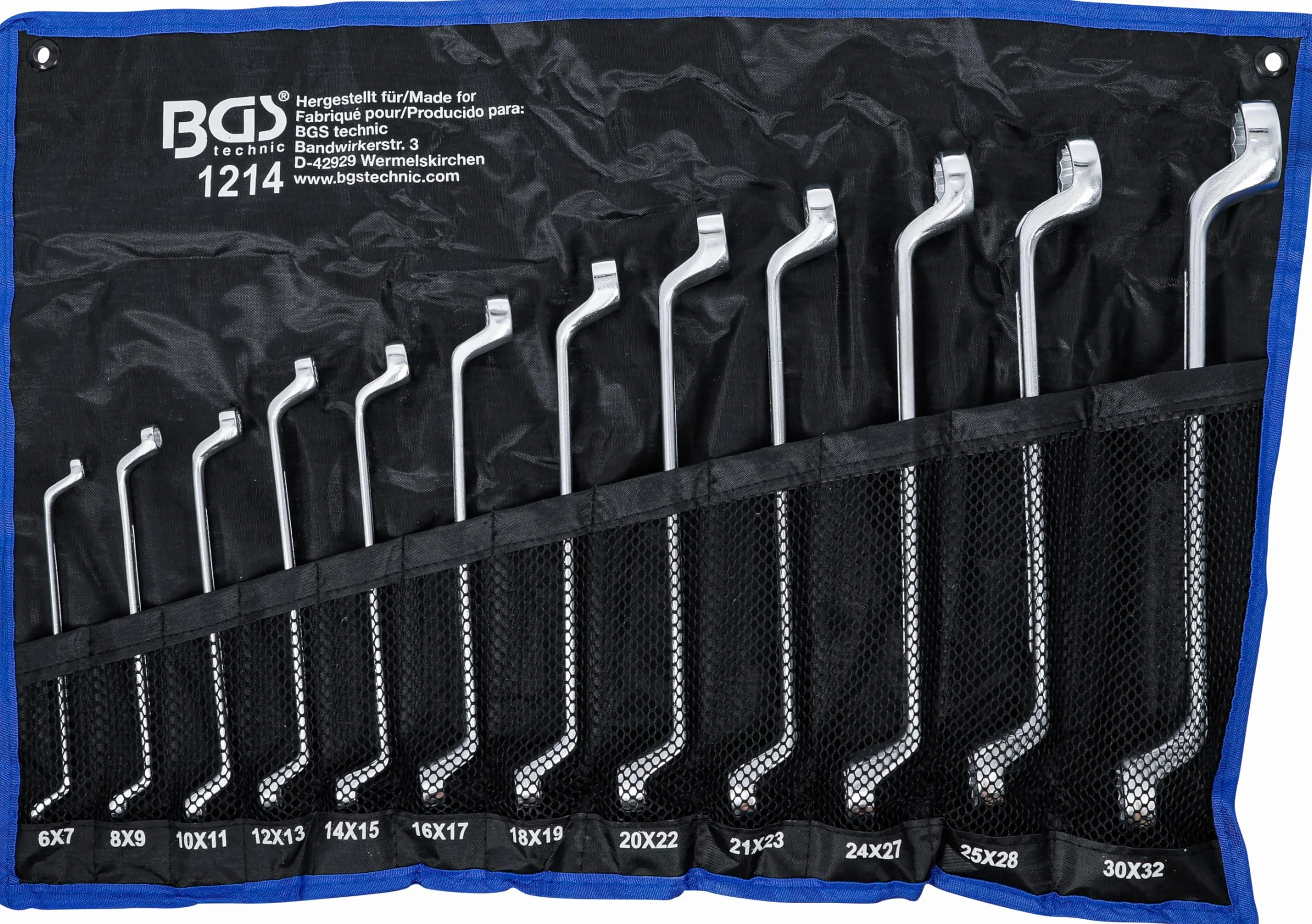 BGS 1214 | Serie di chiavi a doppio anello | gomito | 6 x 7 - 30 x 32 mm | 12 pz.
