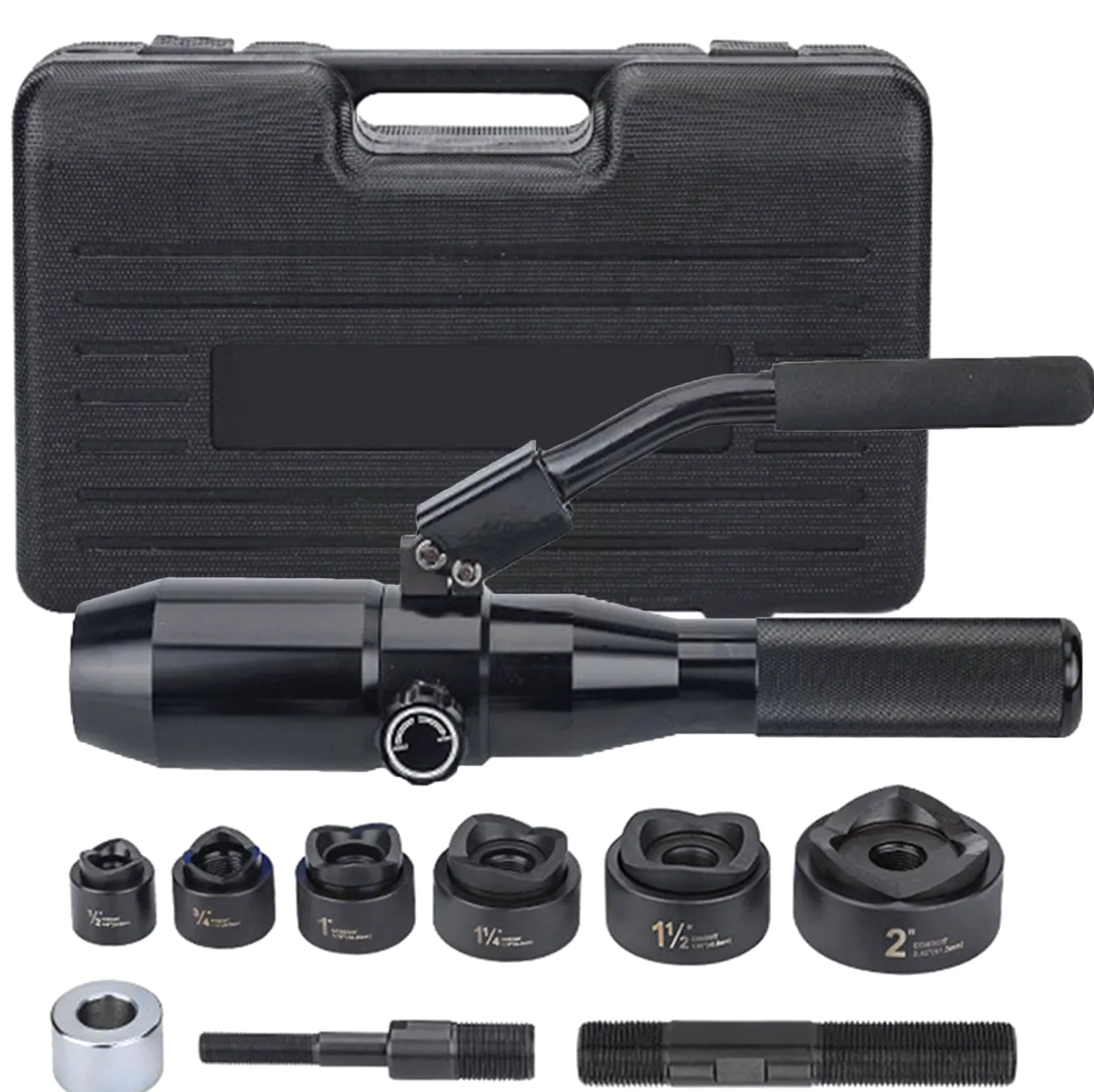 Punzonatrice Idraulica Manuale, Kit Di Strumenti Di Punzonatura Idraulica 66Kn, 6 Set Di Strumenti Di Punzonatura Idraulica, Per La Punzonatura Di Lamiera, Metallo Acciaio Alluminio Plastica,Black