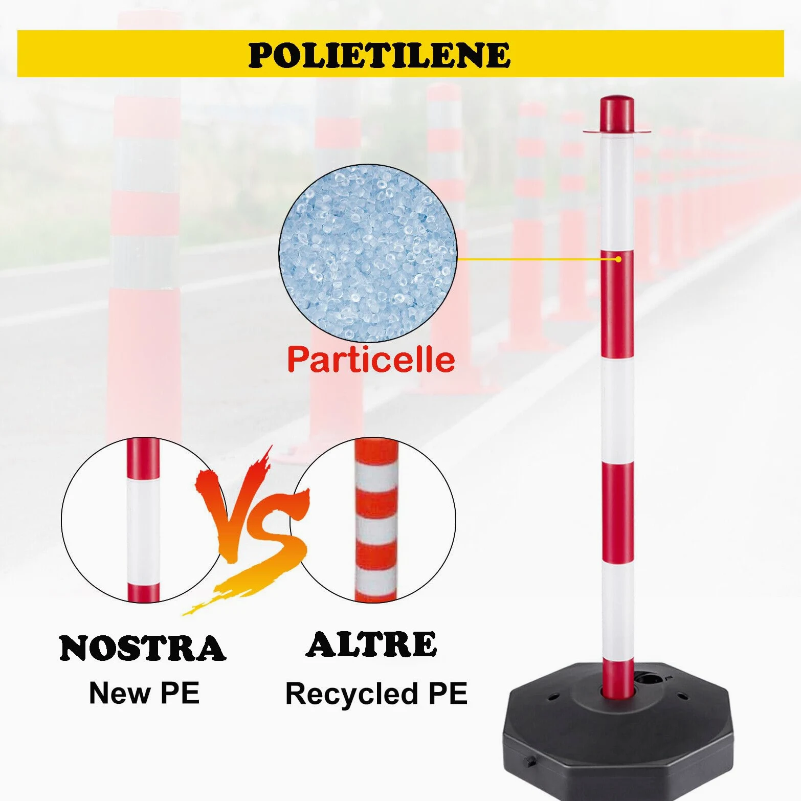DMS- SET 10 PALETTI SEGNALETICI/PARCHEGGIO + CATENA DA 15 MT + 18 GANCI AD ESSE