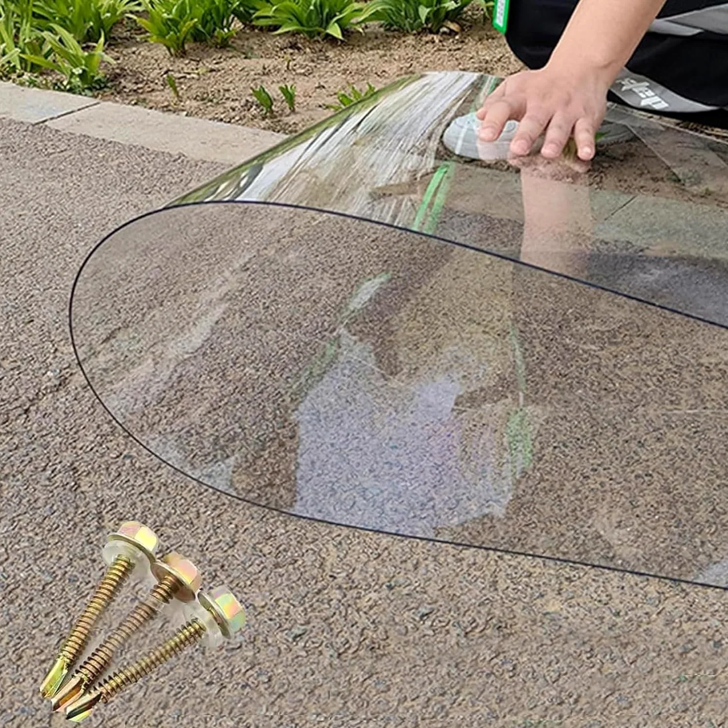 Pensilina Tettoia,Lastre di Copertura in Policarbonato,Fogli in Acrilico Trasparente in Plastica,Pannello di Ricambio per Esterno,Posti Auto Coperti,Verande e Recinzioni (1x6m)