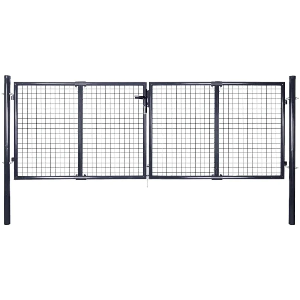 Gecheer Cancello,da Giardino,Esterno,in Acciaio Zincato,Grigio Antracite,306x125 cm,Cancello,Doppia Anta,Cancello,da Giardino,Esterno,Cancello, Metallo,Cancello, Acciaio,Cancello, per Esterno