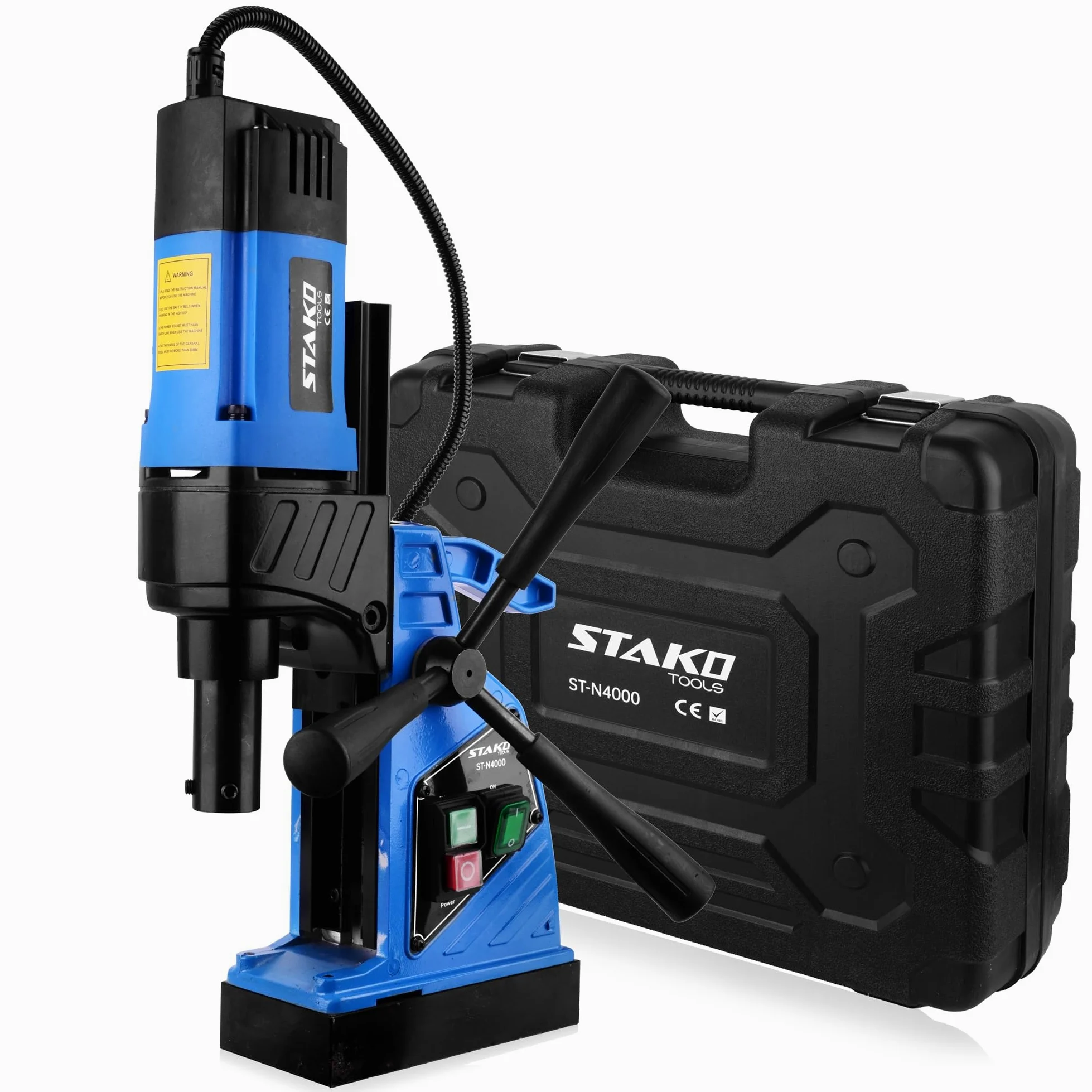 STAKO ST-N4000 Max Ø 40 mm Trapano magnetico 1480 W con valigetta – Magnetkraft 15500N – Carotatrice portatile per lavorazione dei metalli con Weldon 19 mm e Mandrino B16 3-16 mm – Leight 10 kg
