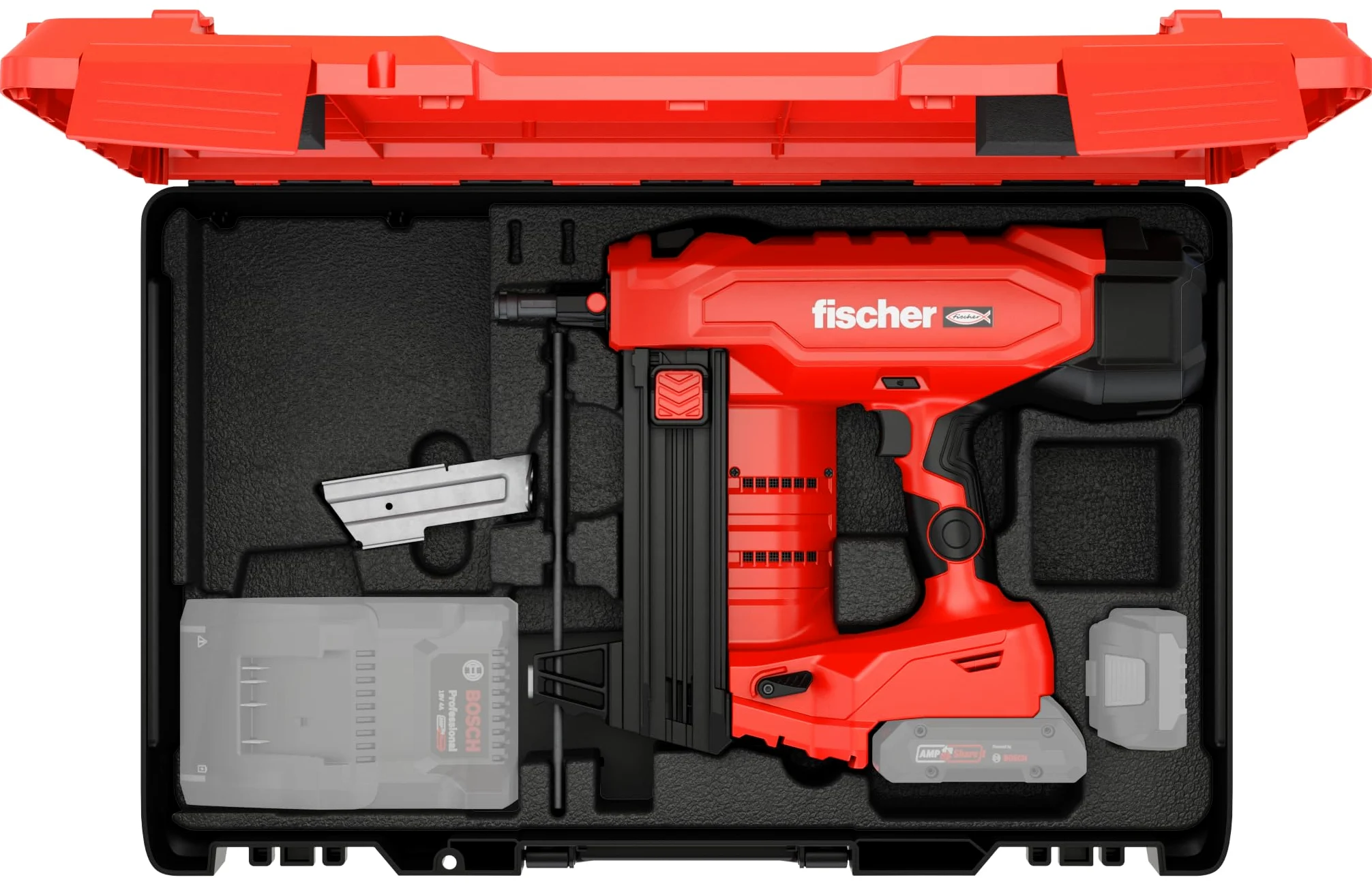 fischer Set di chiodi per calcestruzzo a batteria FXC 85, senza gas, AMPShare Alliance, con regolazione della profondità, per 500 chiodi per carica, senza batteria Bosch ProCore 18 V, incl. XL-Boxx