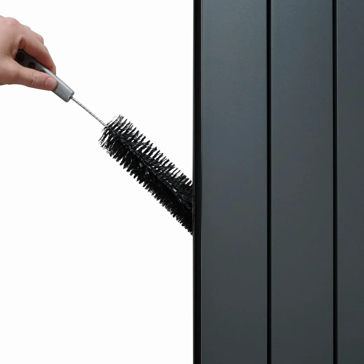 Radiatore di Design in Alluminio 1800mm x 395mm Verticale Doppio Pannello Piatto A Colonna Termosifone Moderno Leggero Grigio Antracite Spazzola Kit di Fissaggio Staffe Inclusi
