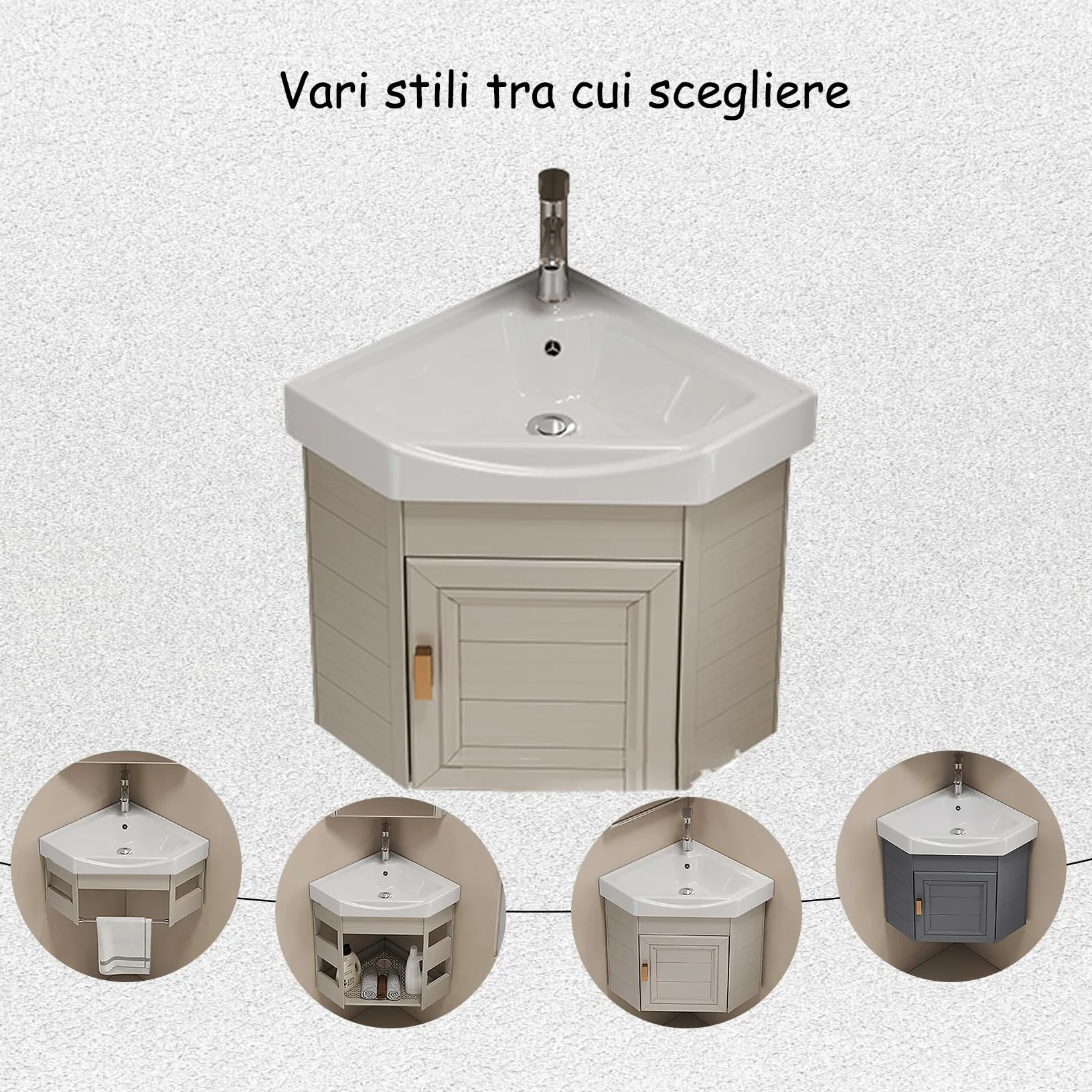 Lavello in ceramica Lavello da bagno a parete lavabo angolare, Lavabo ad angolo in ceramica per piccoli spazi, Lavandino bagno, per cucina, WC, bagno, caravan, bianco Nero-43 * 43