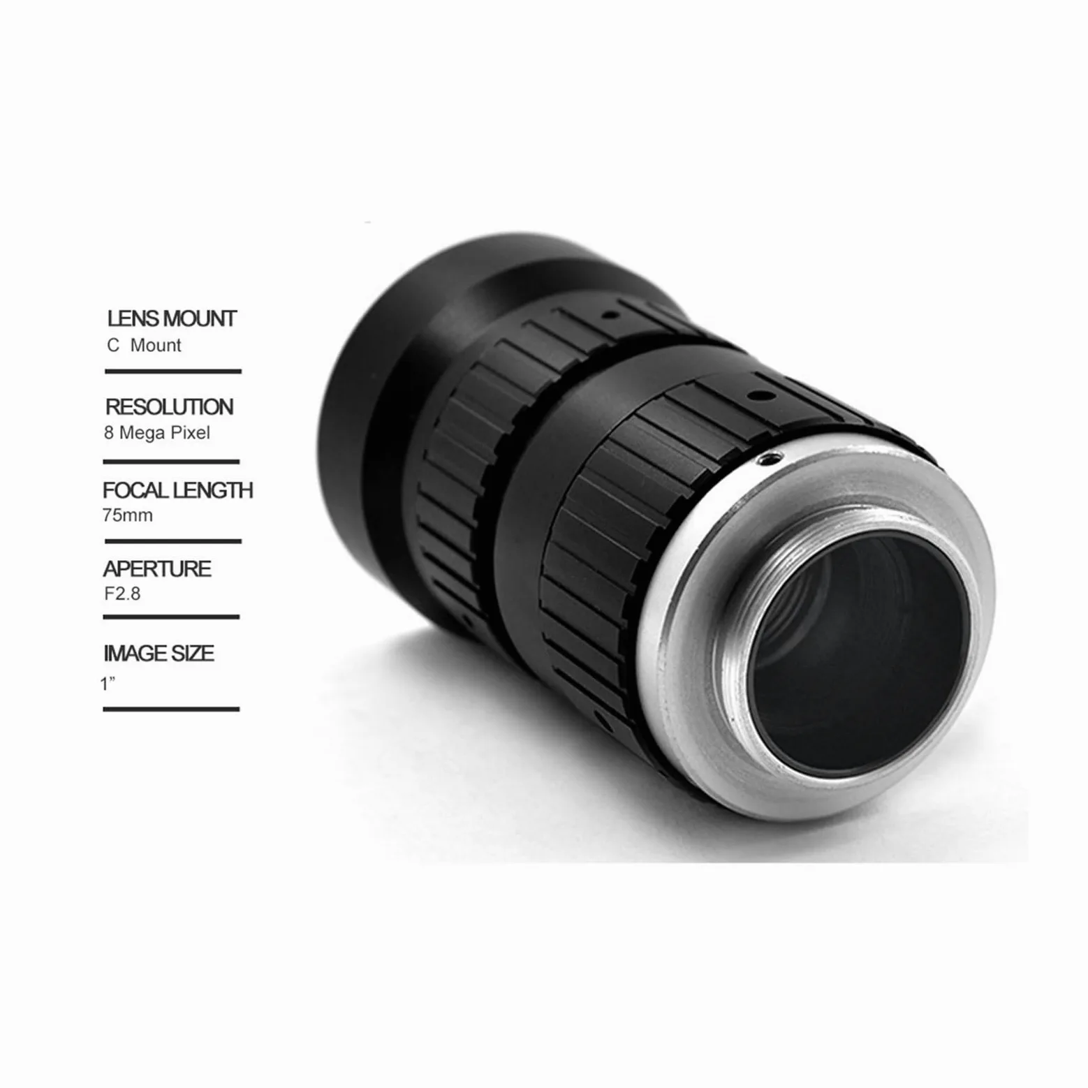 Obiettivo CCTV HD 8MP 75mm C Mount Manuale Iris Manuale Apertura F2.8 1 "Immagine Formate Telecamera di sicurezza Obiettivo industriale - Regolabile