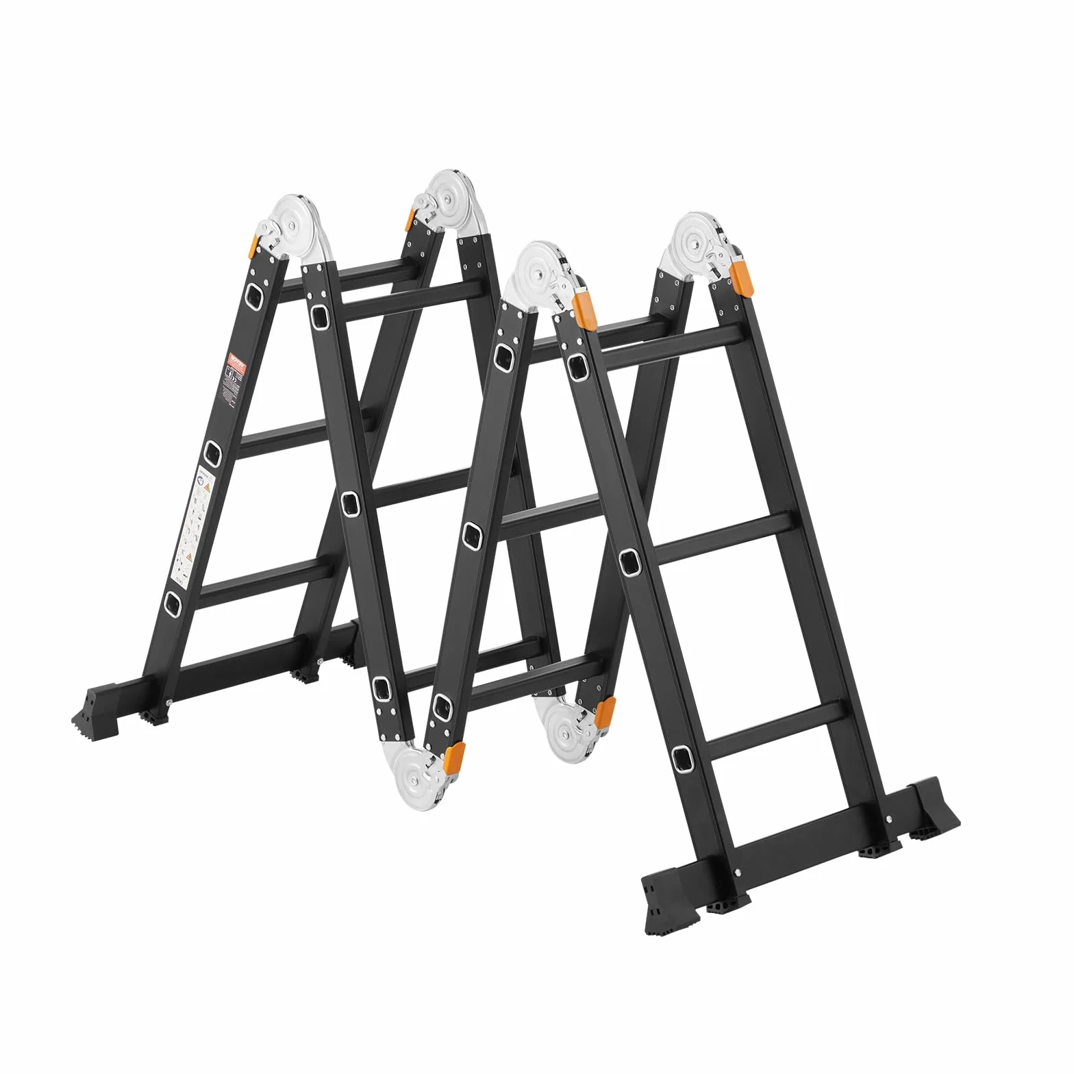 VEVOR Scala Pieghevole Multiuso, Scala a Pioli Estensibile Alta, Struttura a A con 3 Gradini e Scala Telescopica per Ponteggi, Altezza 3,7 m, Scala per Impieghi Gravosi, Capacità 149,7 kg per Casa