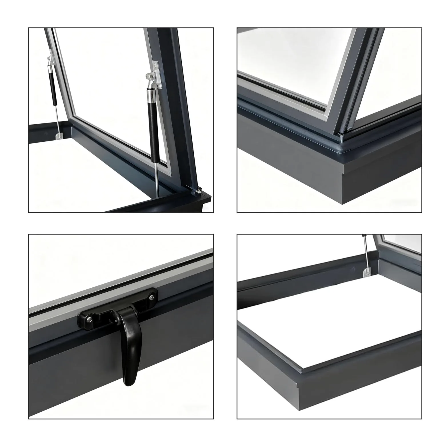 Lucernario per tetto - Finestra per tetto con vetro temperato, Botola per soffitto con asta idraulica, Porta di accesso al sottotetto, Finestra per pozzo di illuminazione del seminterrato (68×78cm)