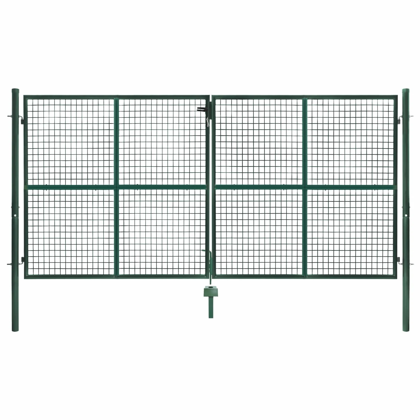 IDMarket - Cancello di recinzione in acciaio verde 315 x 150 cm con serratura e maniglia