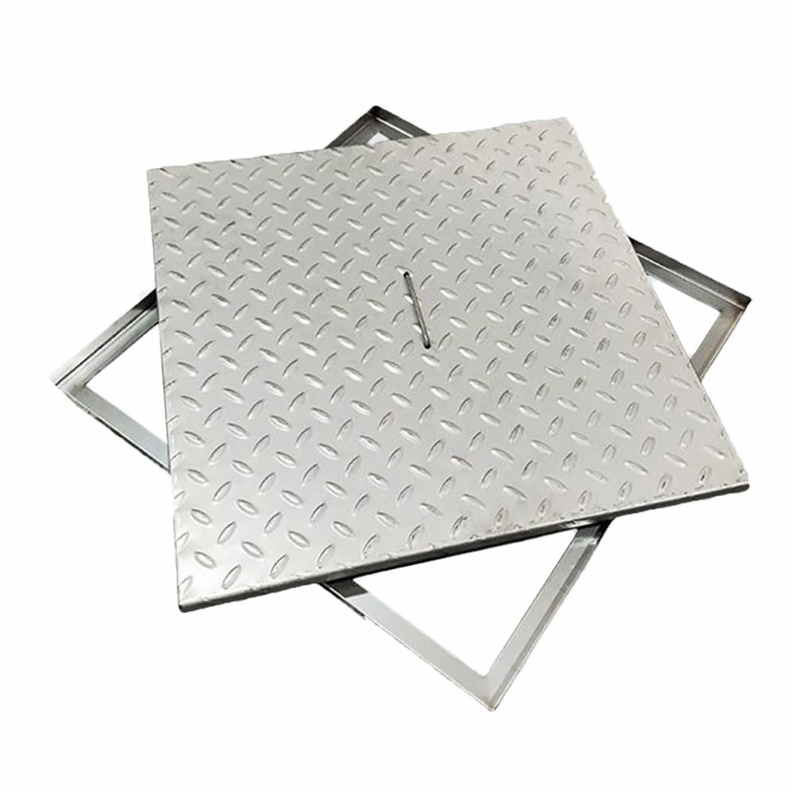Chiusino Pozzetto in Acciaio Inossidabile Ispessito, Coperchi Pozzetti Settica Rinforzato Antiscivolo, Tombino per Cucina, Vialetto, Cortile(40x40x2.5cm/16x16x1in)