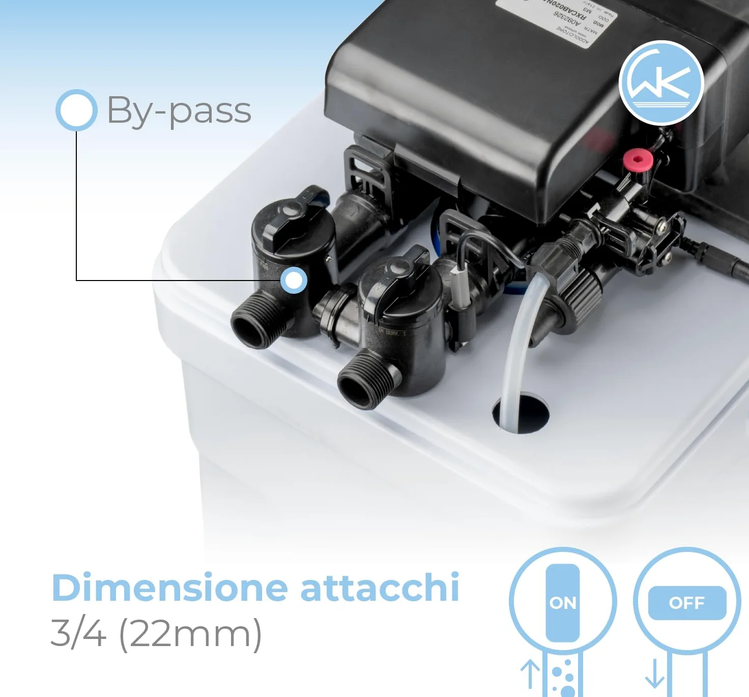 WK - Addolcitore d'Acqua domestico New Octopus Big, Sistema di Filtraggio per Acqua Dolce, Design Compatto e Portata di 5000 Litri, Ideale per Famiglie Numerose