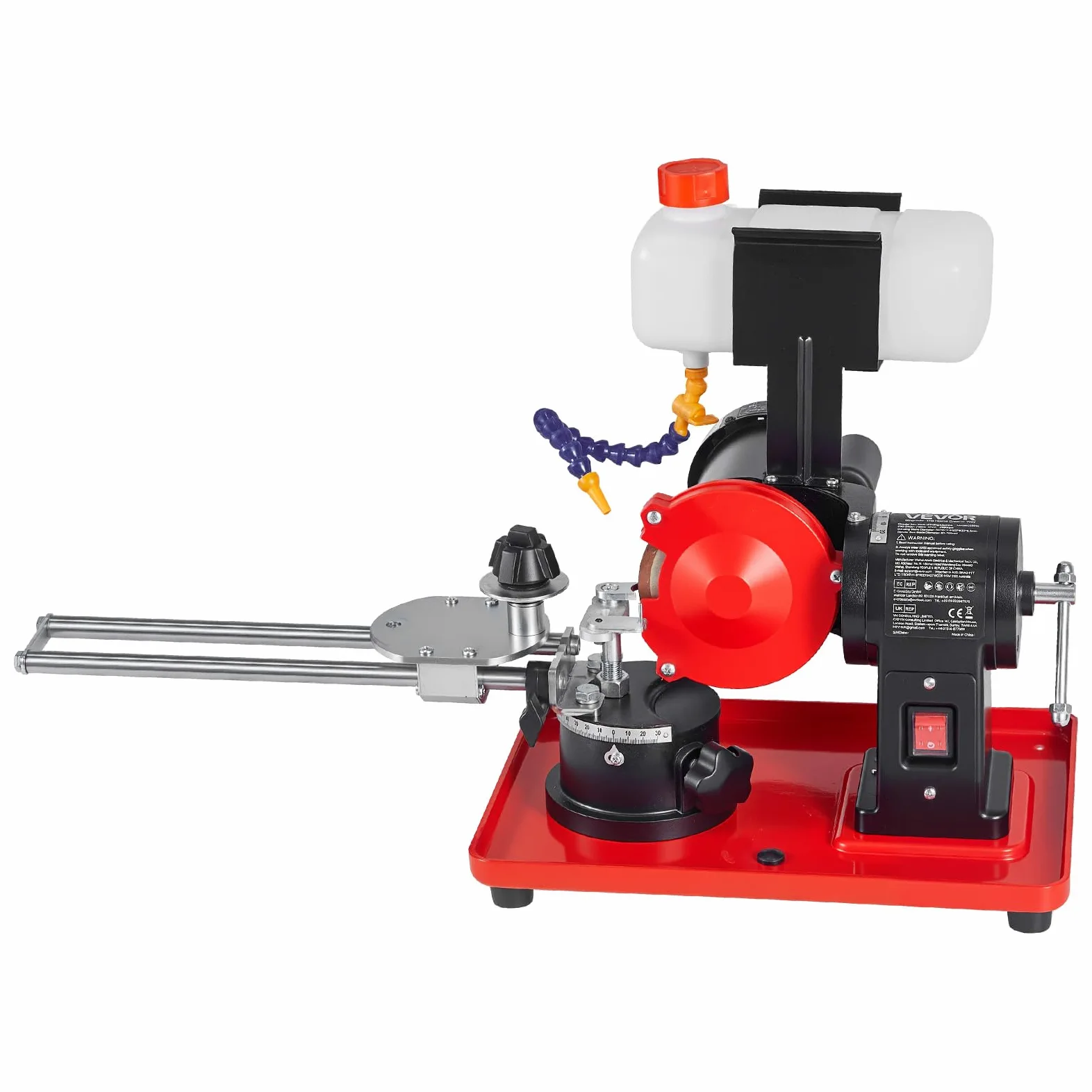 VEVOR Affilatrice per Lame Circolari con Serbatoio d'Acqua 370 W, Affilatrice Dischi da Seghe Circolari 2890 giri/min Diametro 80-700 mm, Mola da 125 mm, 6 Punti di Centraggio, Lavorazione del Legno