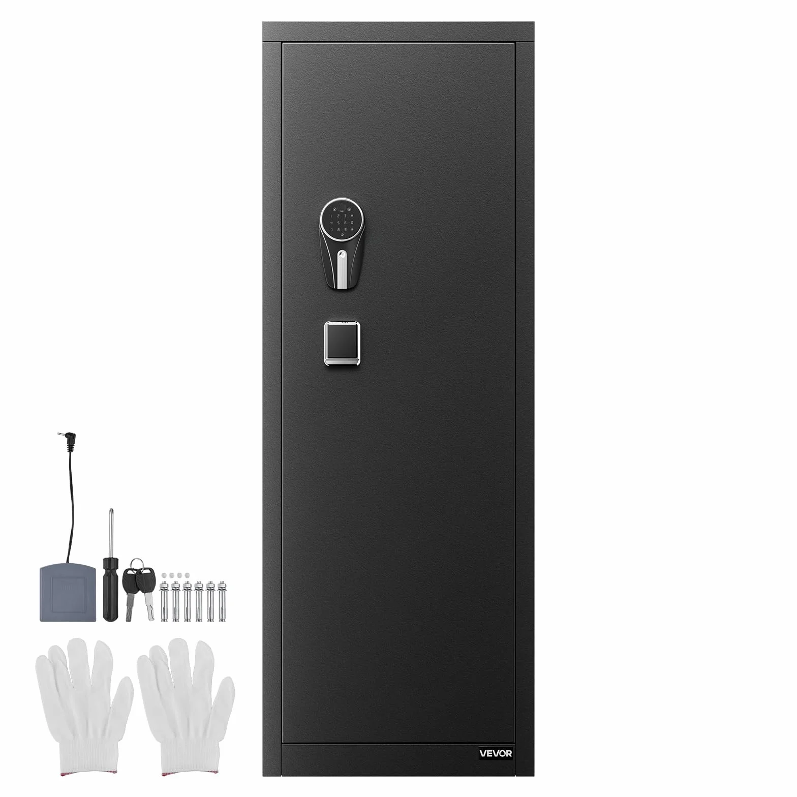 VEVOR Cassaforte Armadio Portafucili da 8 a 10 Armi, Cassaforte per Armi da Fuoco con Impronta Digitale e Password e Chiavi, con 3 Tasche per Supporti Regolabili, Accesso Rapido, per la Casa