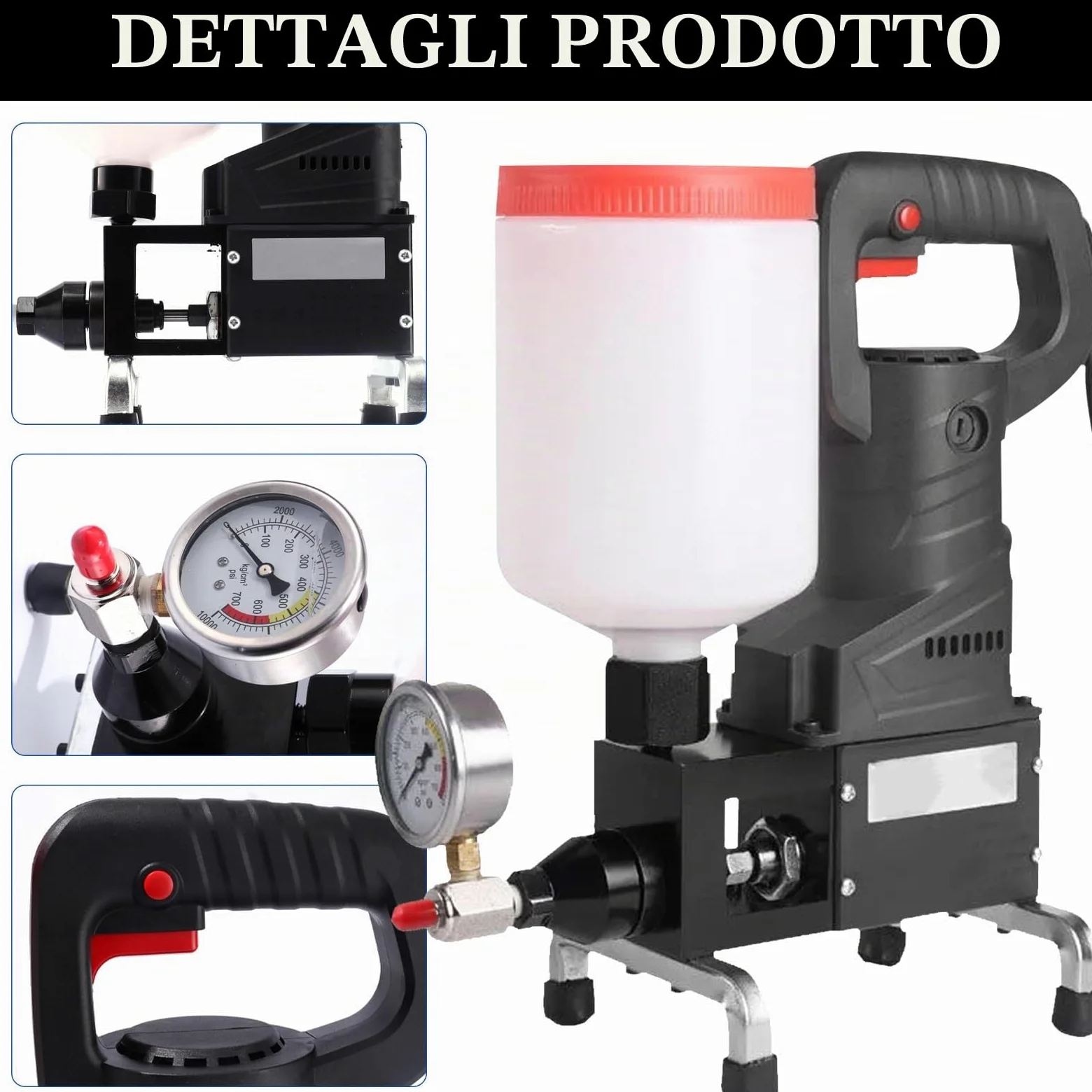 Macchina Per Iniezione Ad Alta Pressione, 1100W 2L Macchina Giunzioni Pavimenti Pompa Iniezione Ad Alta Pressione Macchina Per Perfusione A Iniezione Con Manometro Utilizzata Per Riparare Case Edifici