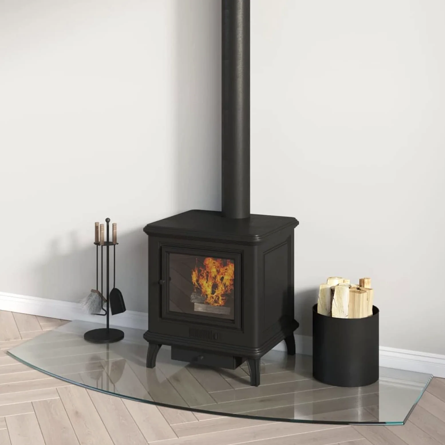 Homgoday Piastra in vetro per camino, 120 x 50 cm, protezione per pavimenti in parquet e laminato, base per stufa resistente alle alte temperature, accessori per la copertura del pavimento in vetro