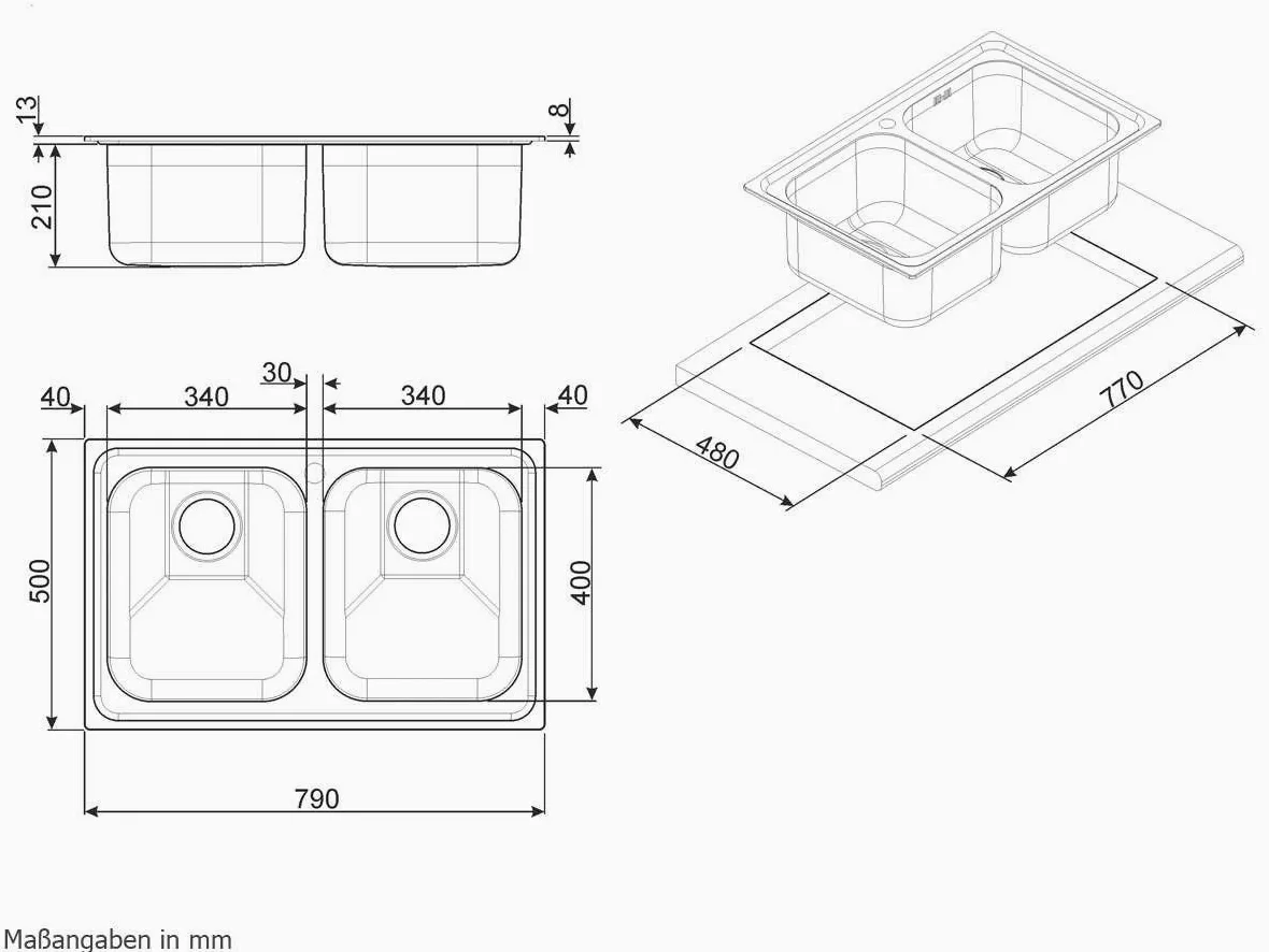 SMEG SP792-2, Lavandino della cucina OMNI, Stainless steel