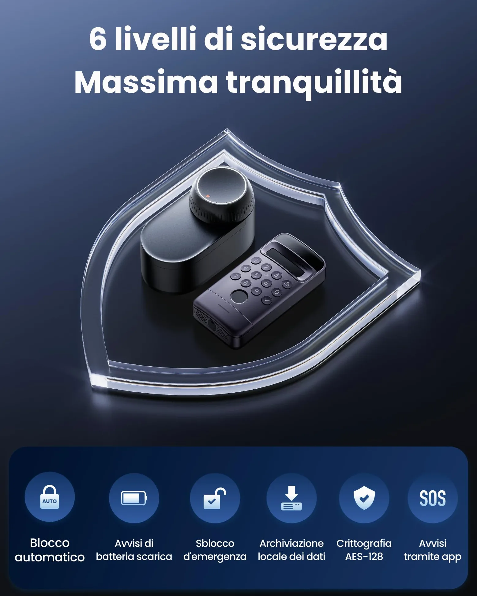 SwitchBot WiFi Smart Lock Ultra con Tastierino Vision Pro, riconoscimento 3D di volto e vene palmari, sblocco contactless, compatibile con cilindri europei. Supporta Matter, Alexa, Google e IFTTT