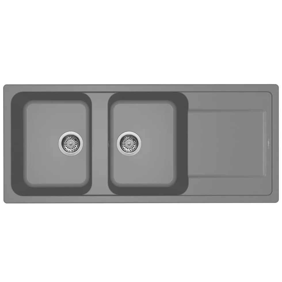 Elleci Lavello Incasso Life 500 2 Vasche con gocciolatoio 116×50 Grigio Titanium Granitek LM250073