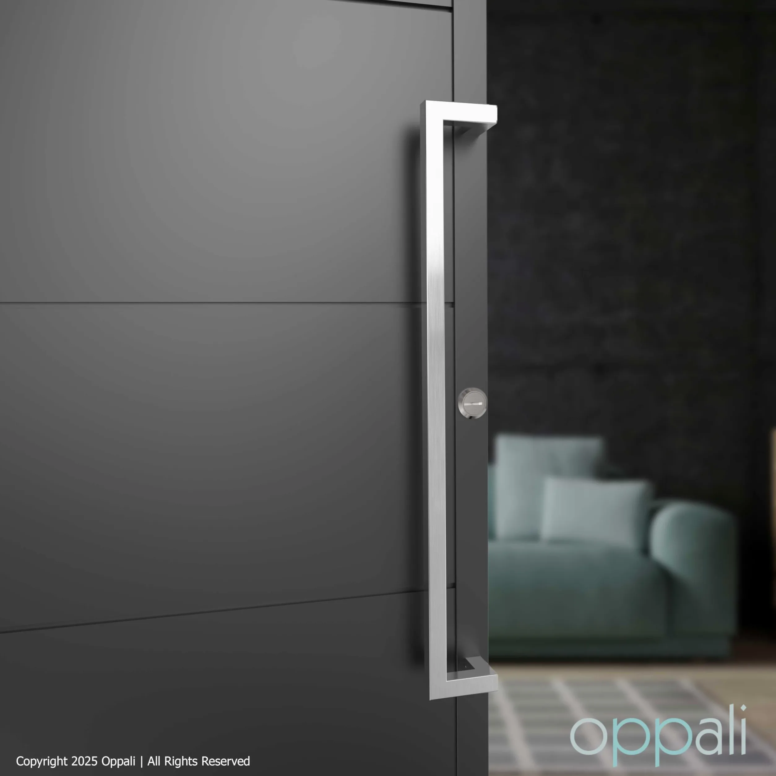 Maniglione per porta d’ingresso in acciaio inox 304 spazzolato Art.526 | Offset Pull Handle | T-Bar quadrato | 100cm Lunghezza totale