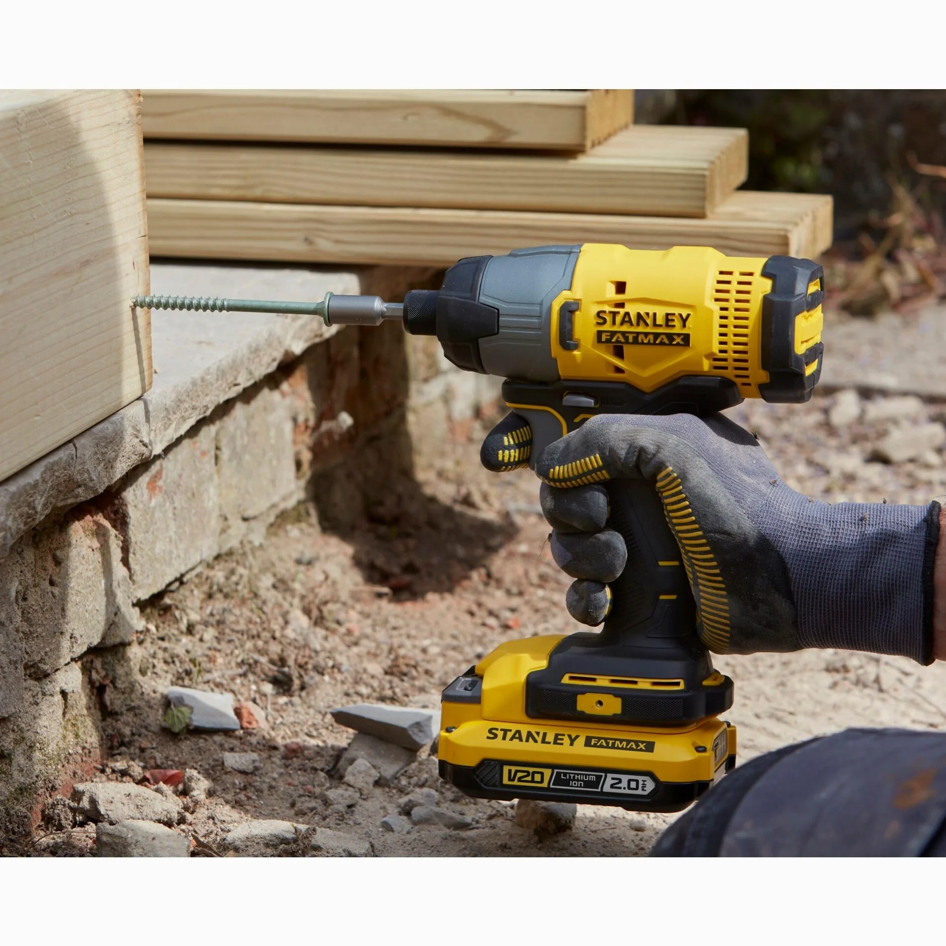 STANLEY FATMAX SFMCK465D2S-QW , Kit batteria Stanley Fatmax V20 18 V - trapano a percussione a batteria, avvitatore a percussione a batteria, 2 batterie al litio da 2,0 Ah, 1 caricatore, borsa
